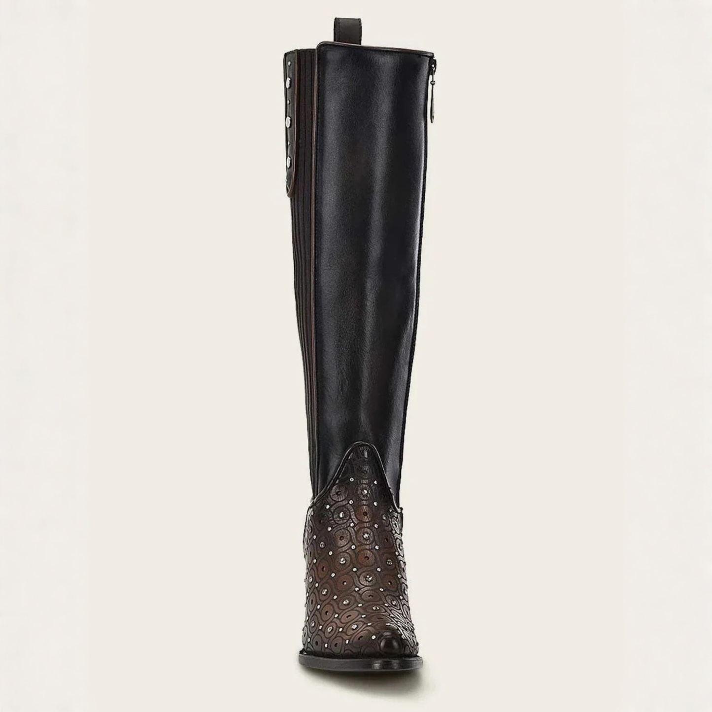 Tall Dark Brown Boot With Crystals
