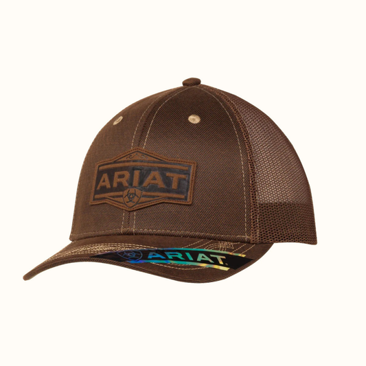 Ariat Vintage Logo Snapback Cap Brown front angled view