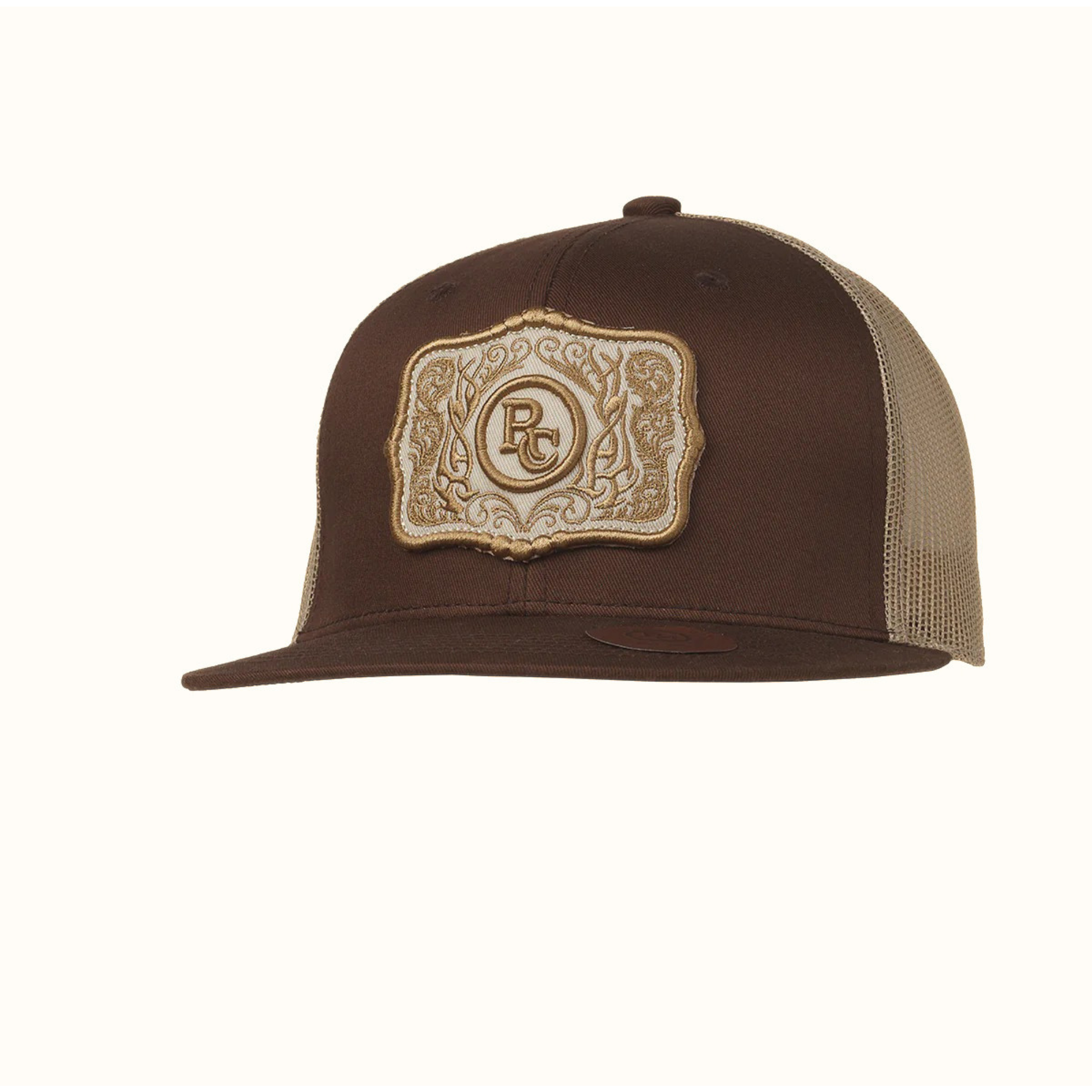 Ranch Craft Originals Buckle Patch Snapback Cap Brown front view