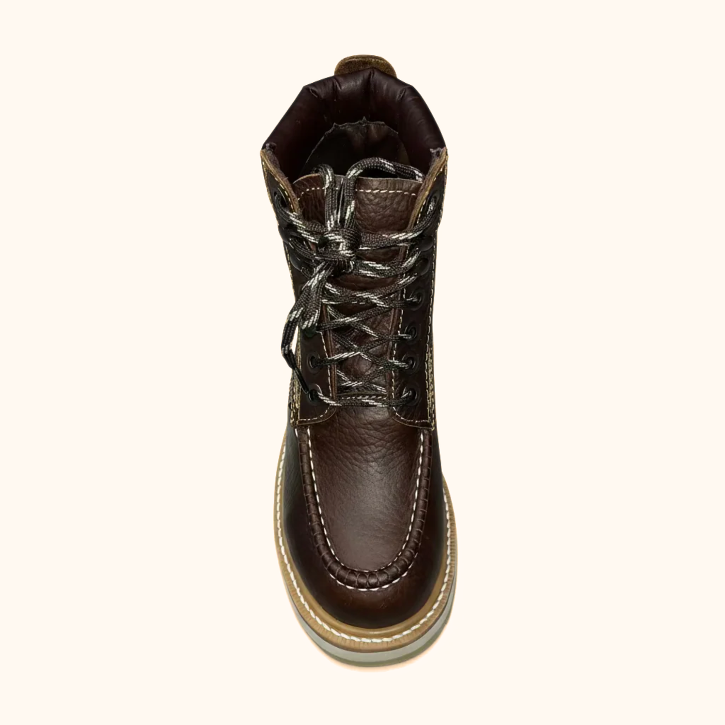 Top view of Cerro Total Terreno Work Boot showing interior opening and laces