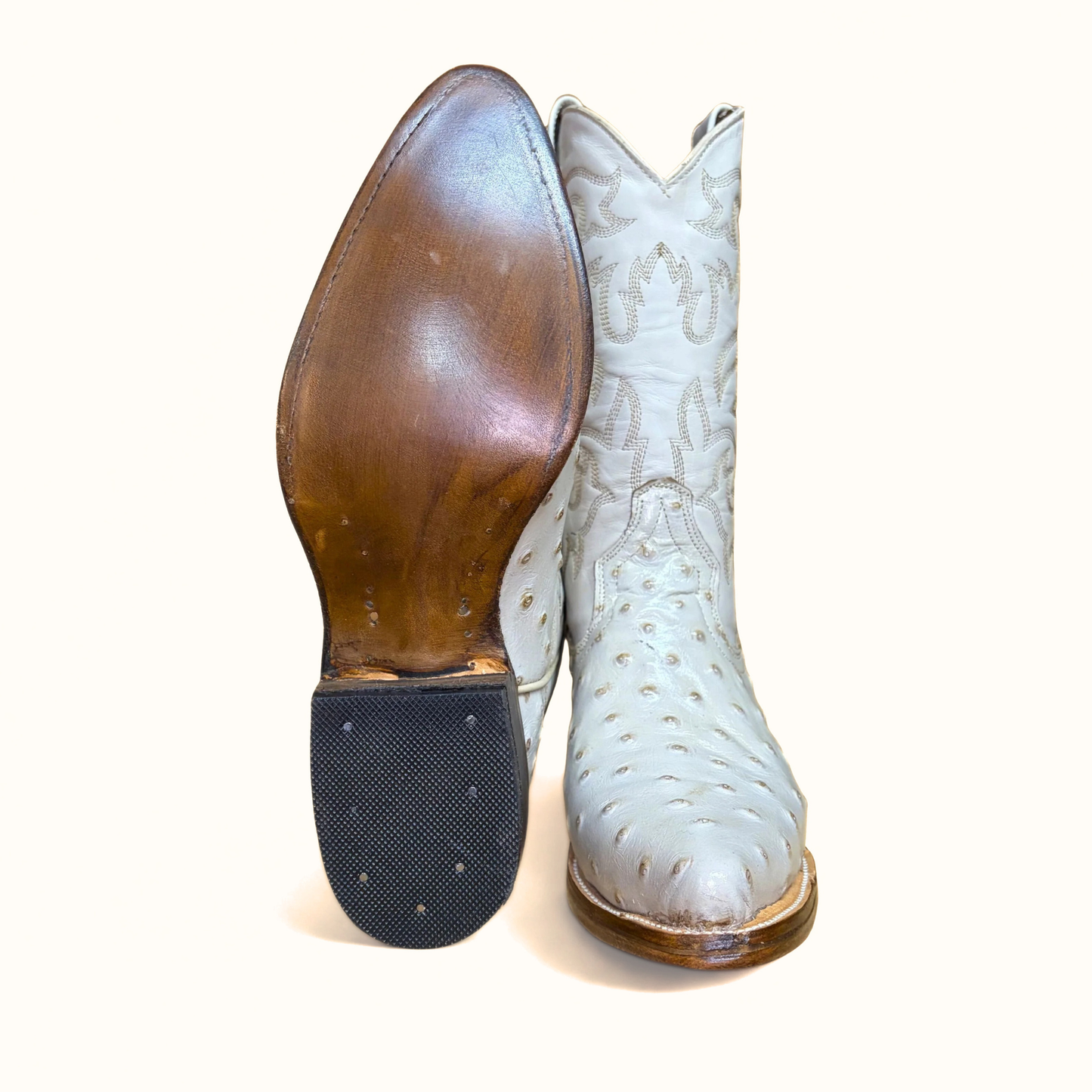Arius Ostrich Print Texas Western Boot outsole view