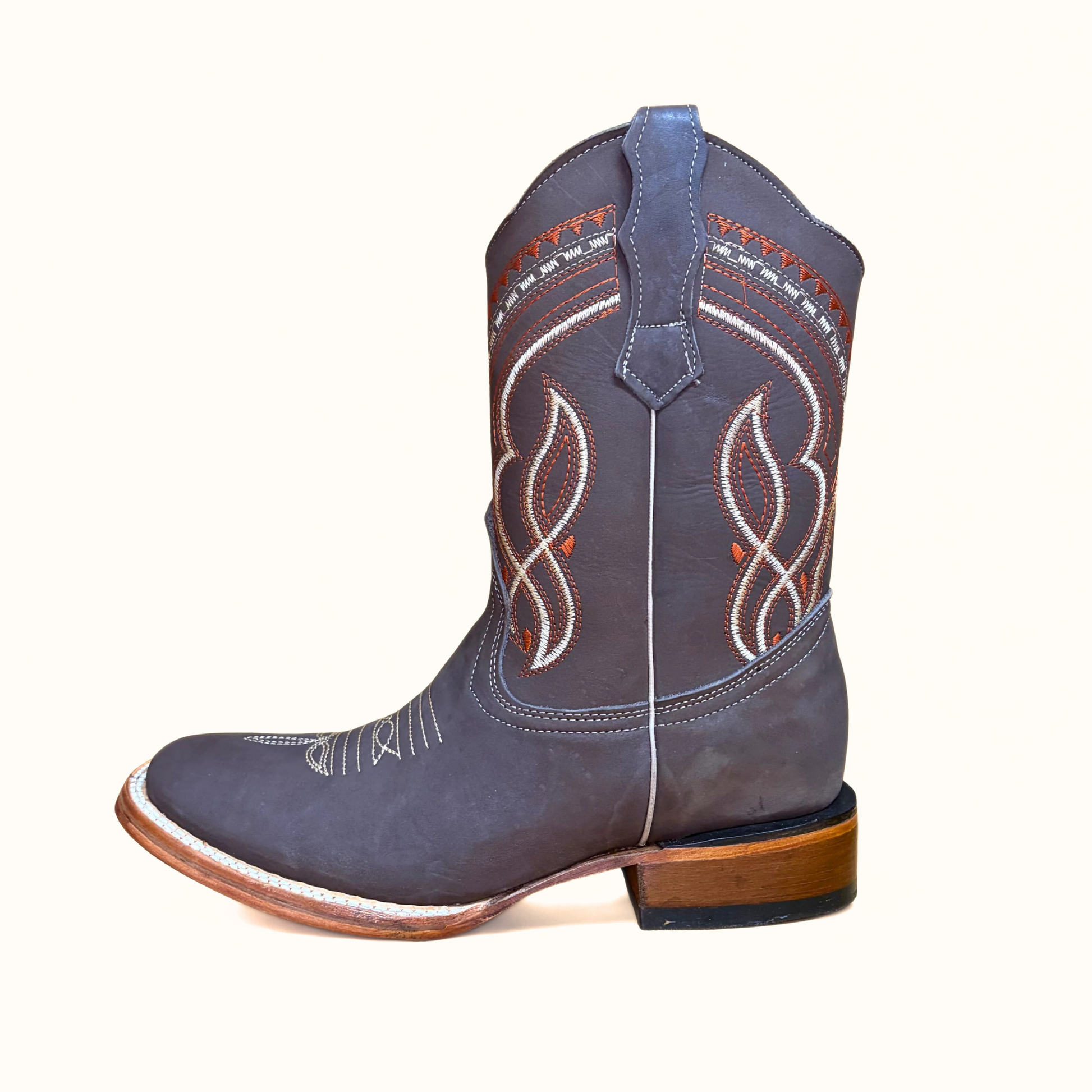 Arius Nubuck Cafe Bulldog western boot side view