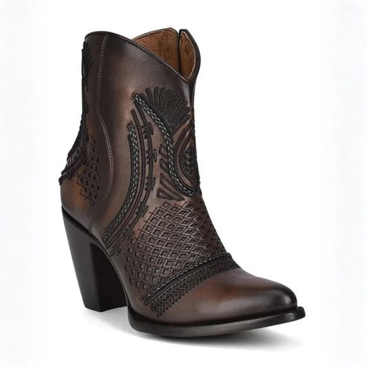 Artisan Embroidered Leather Ankle Booties