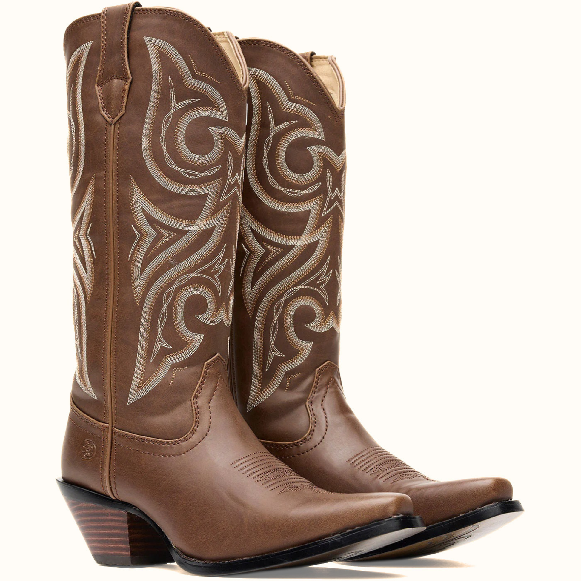 Pair of Crush by Durango Milk Chocolate Western Boot angled profile in brown leather