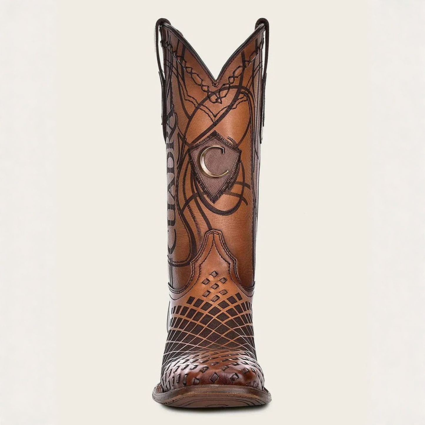 Cuadra genuine leather cowboy boot front shaft design detail