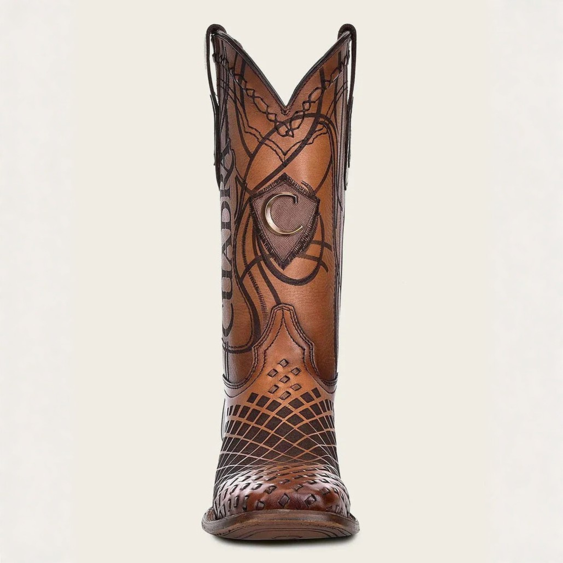 Cuadra genuine leather cowboy boot front shaft design detail