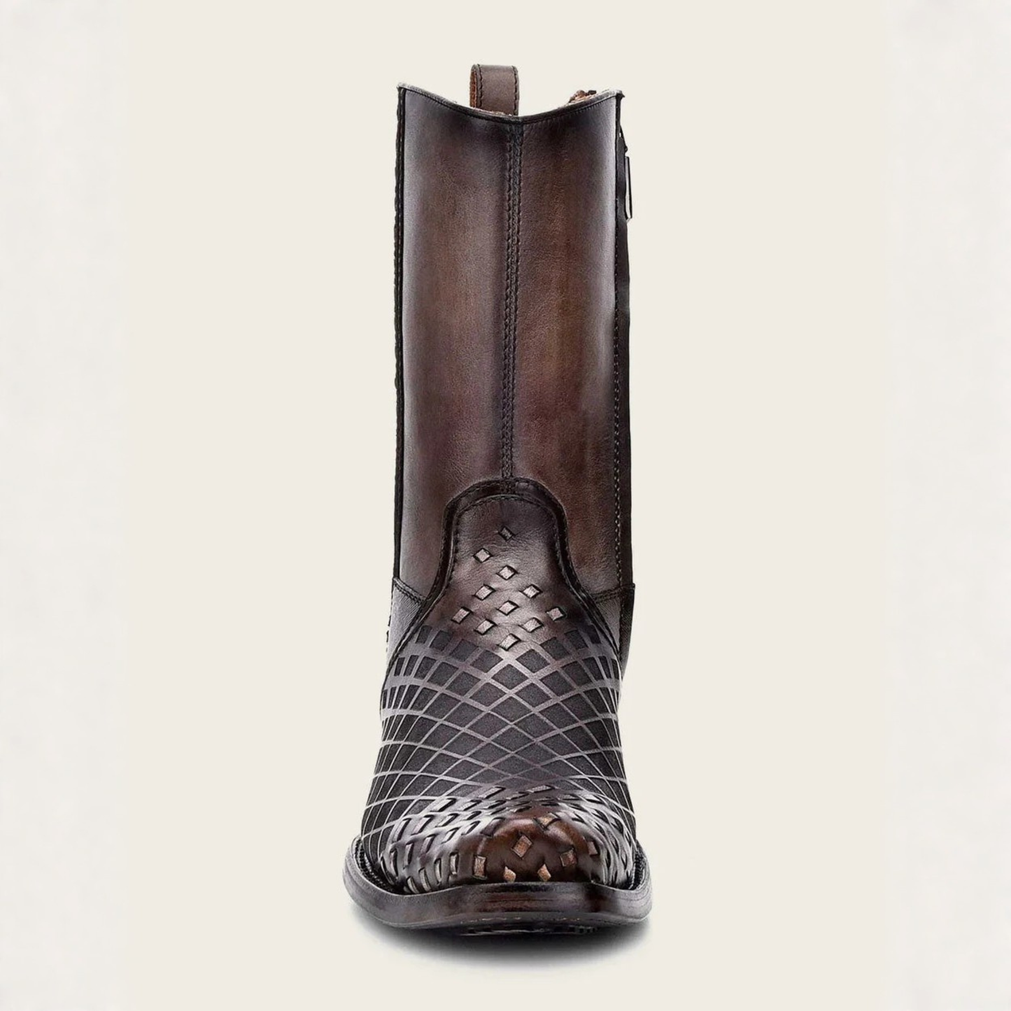 Grey Laser & Woven Narrow Square Toe Boot