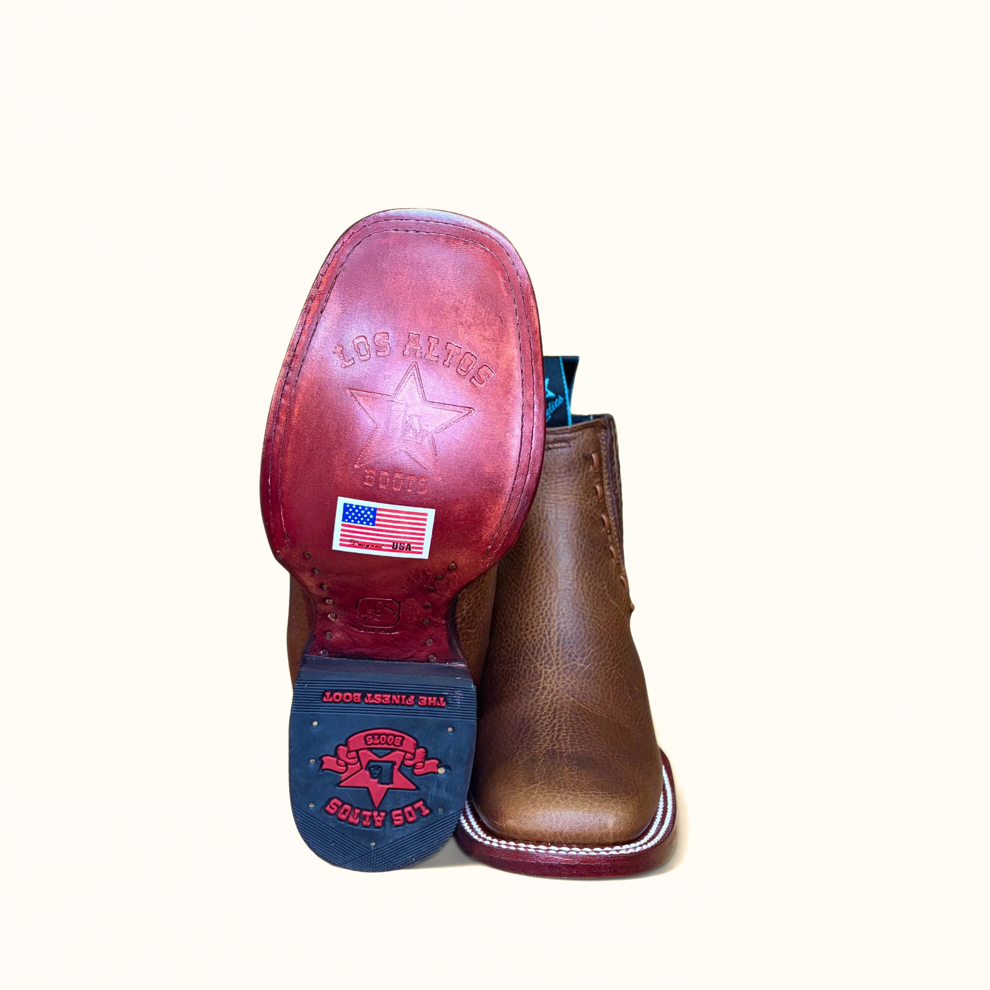 Outsole view of Los Altos Rage Walnut Wide Square Toe Ankle Boot
