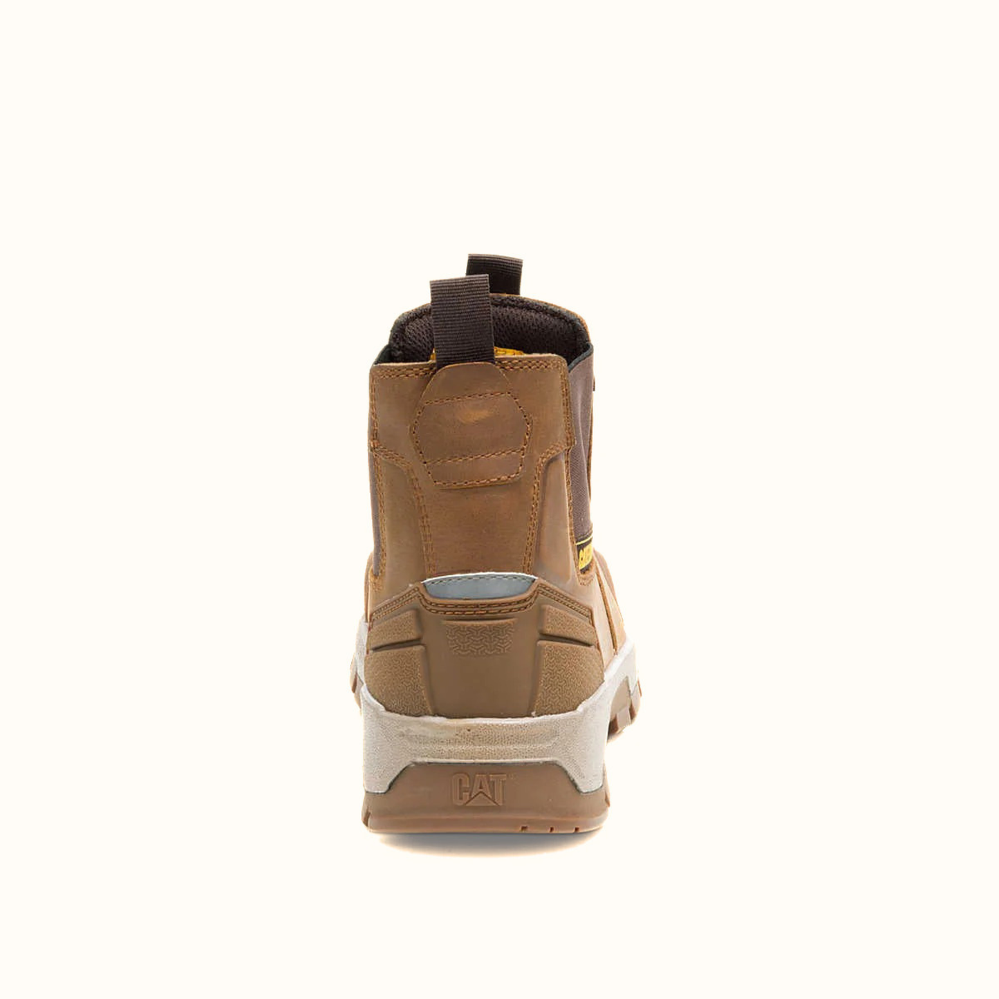 CAT Striver XL Chelsea Waterproof Steel Toe Work Boot brown rear view