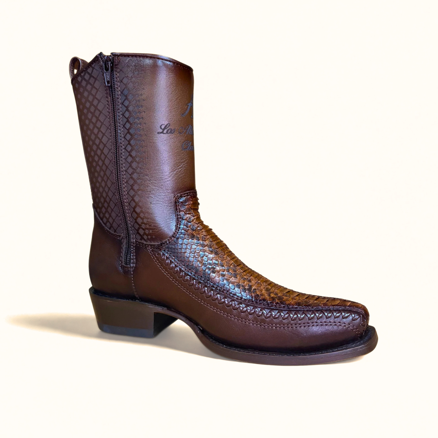 Los Altos Python Porto Faded Brown 7X Toe Low Shaft Boot opposite side view