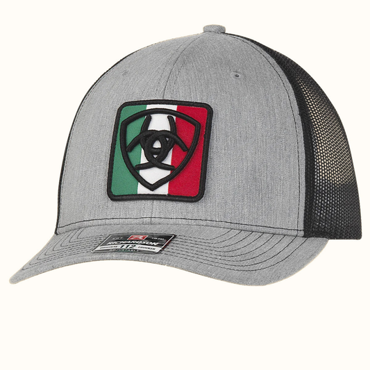 Ariat Mexico Flag Shield Snapback Cap Grey front view