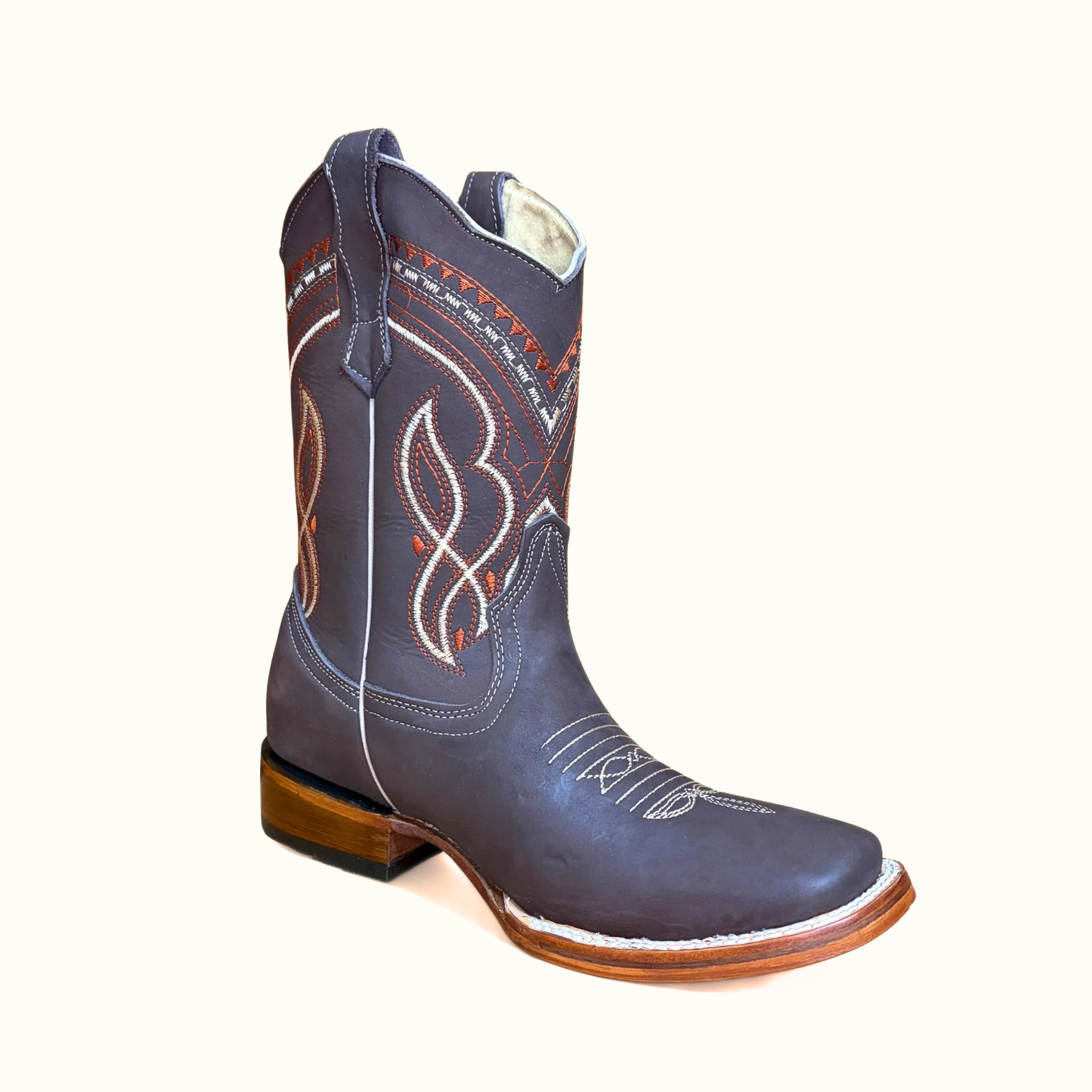 Arius Nubuck Cafe Bulldog brown leather western boot angled view