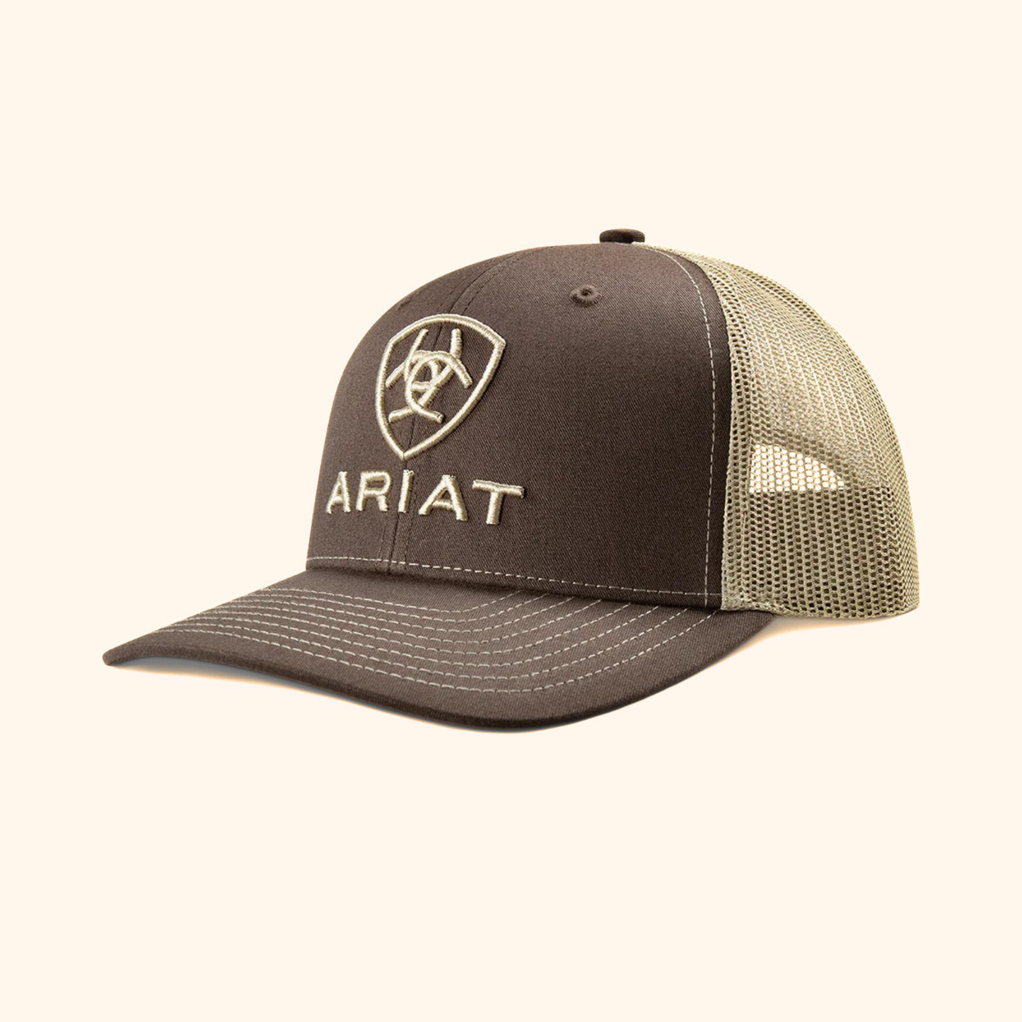 Ariat Youth Embroidered Logo Snapback Cap Brown front view