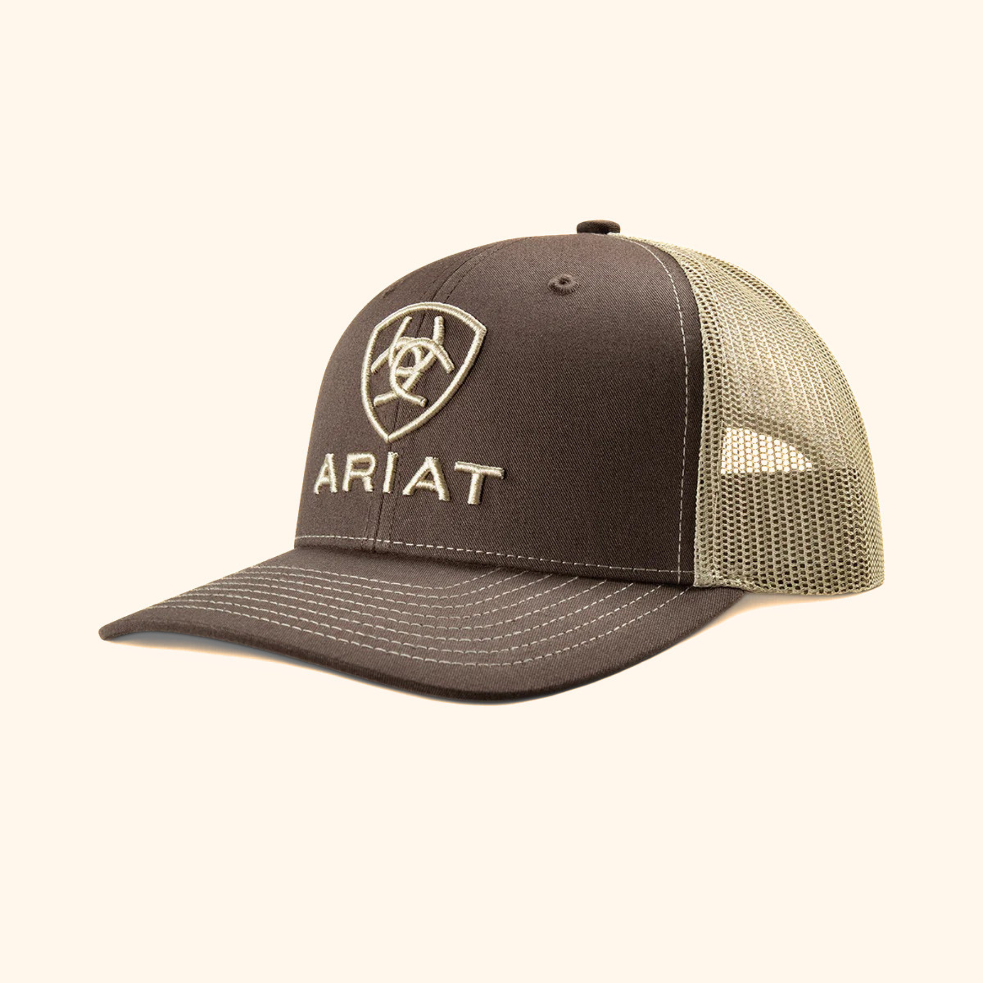 Ariat Youth Embroidered Logo Snapback Cap Brown front view