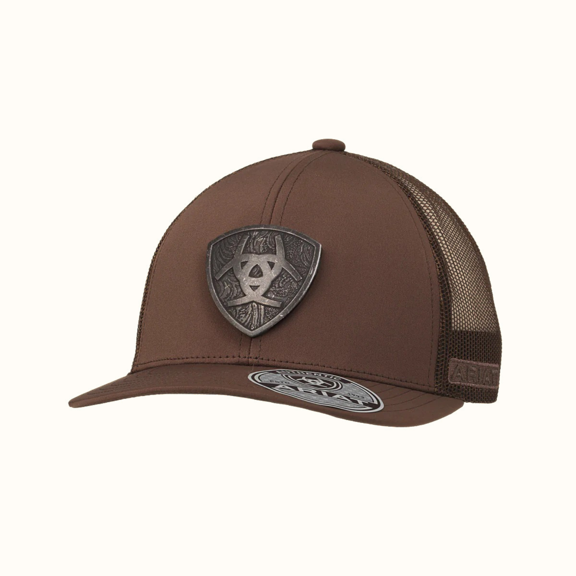 Ariat Metal Shield Snapback Cap Brown front view