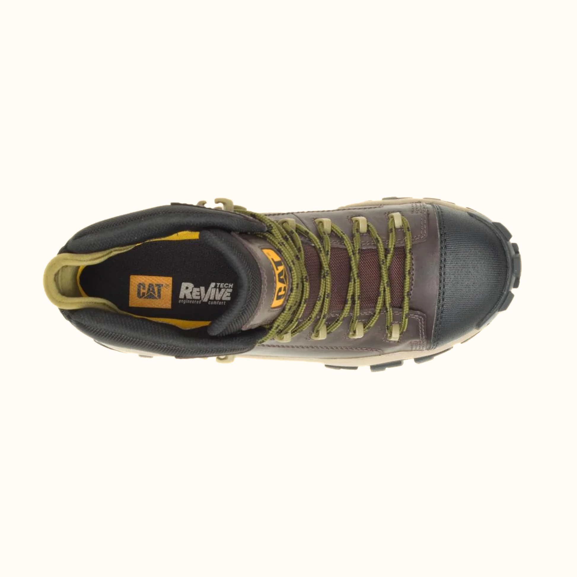 Top view of CAT Invader Comp Toe Waterproof Hiker Work Boot