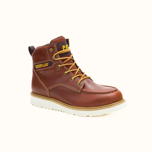 CAT Reclaimer waterproof wedge work boot angled side view