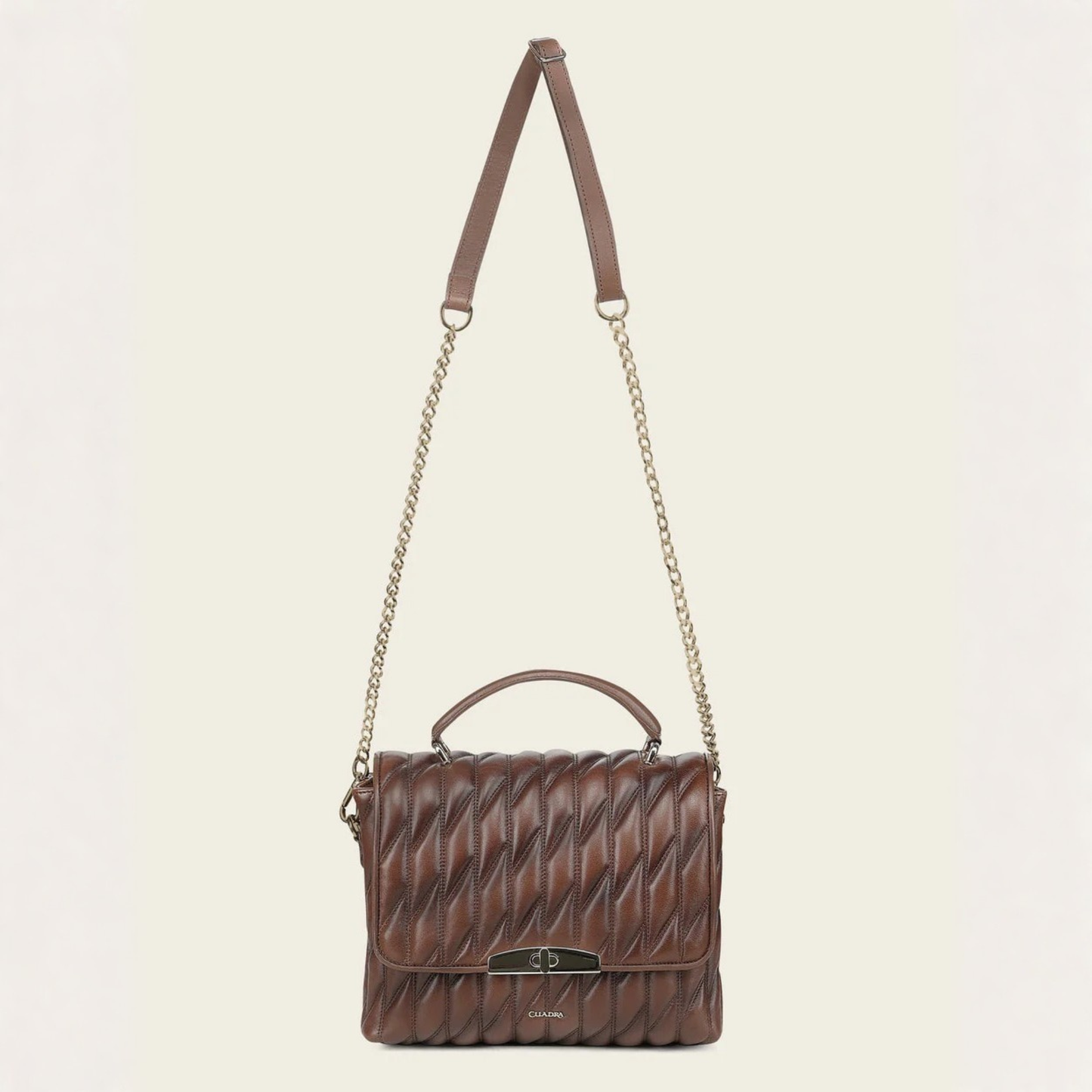 Cuadra Honey Lamb Leather Geometric Shoulder Bag shoulder strap view