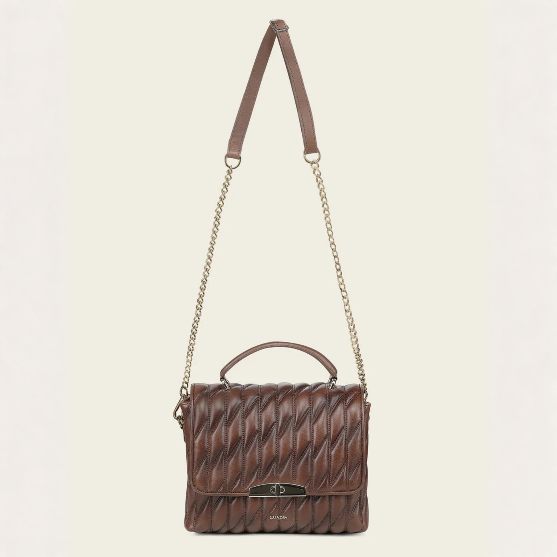 Cuadra Honey Lamb Leather Geometric Shoulder Bag shoulder strap view