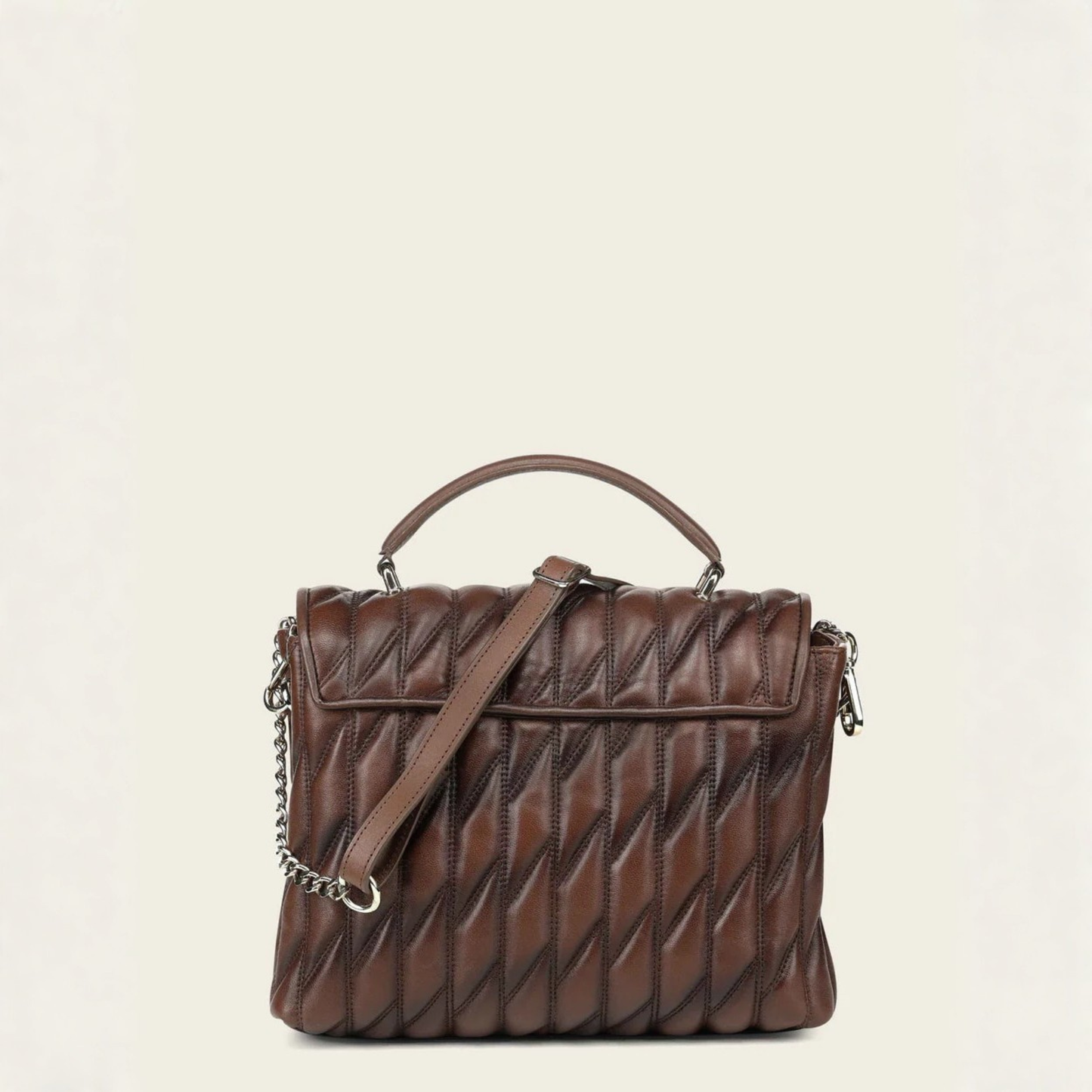 Cuadra Honey Lamb Leather Geometric Shoulder Bag back view