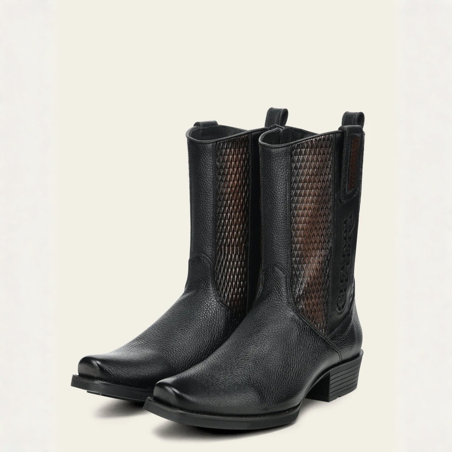 Cuadra Black Italian Deer Leather Urban Boots pair front view