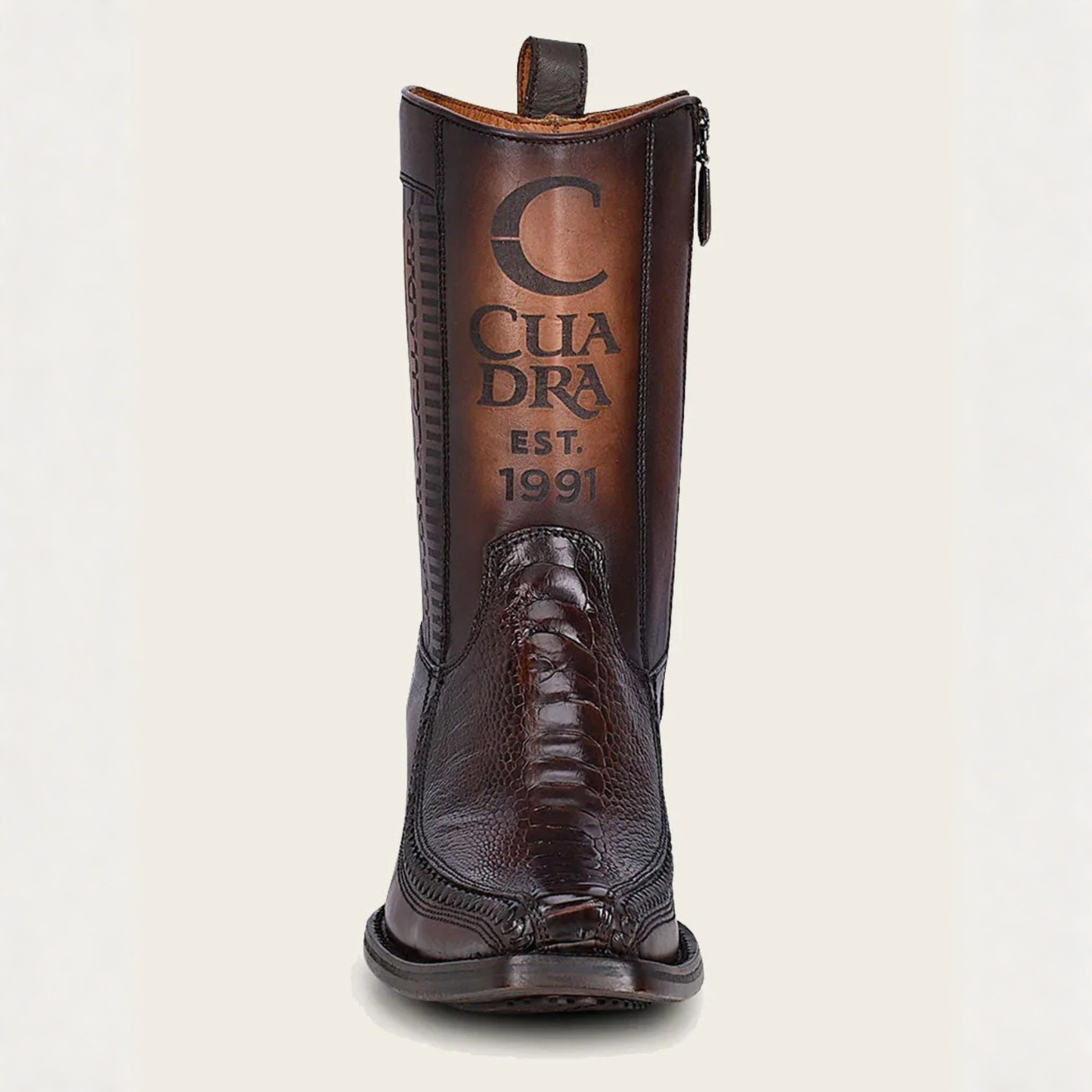Cuadra Urban Ostrich Leg Western Boot front angle view