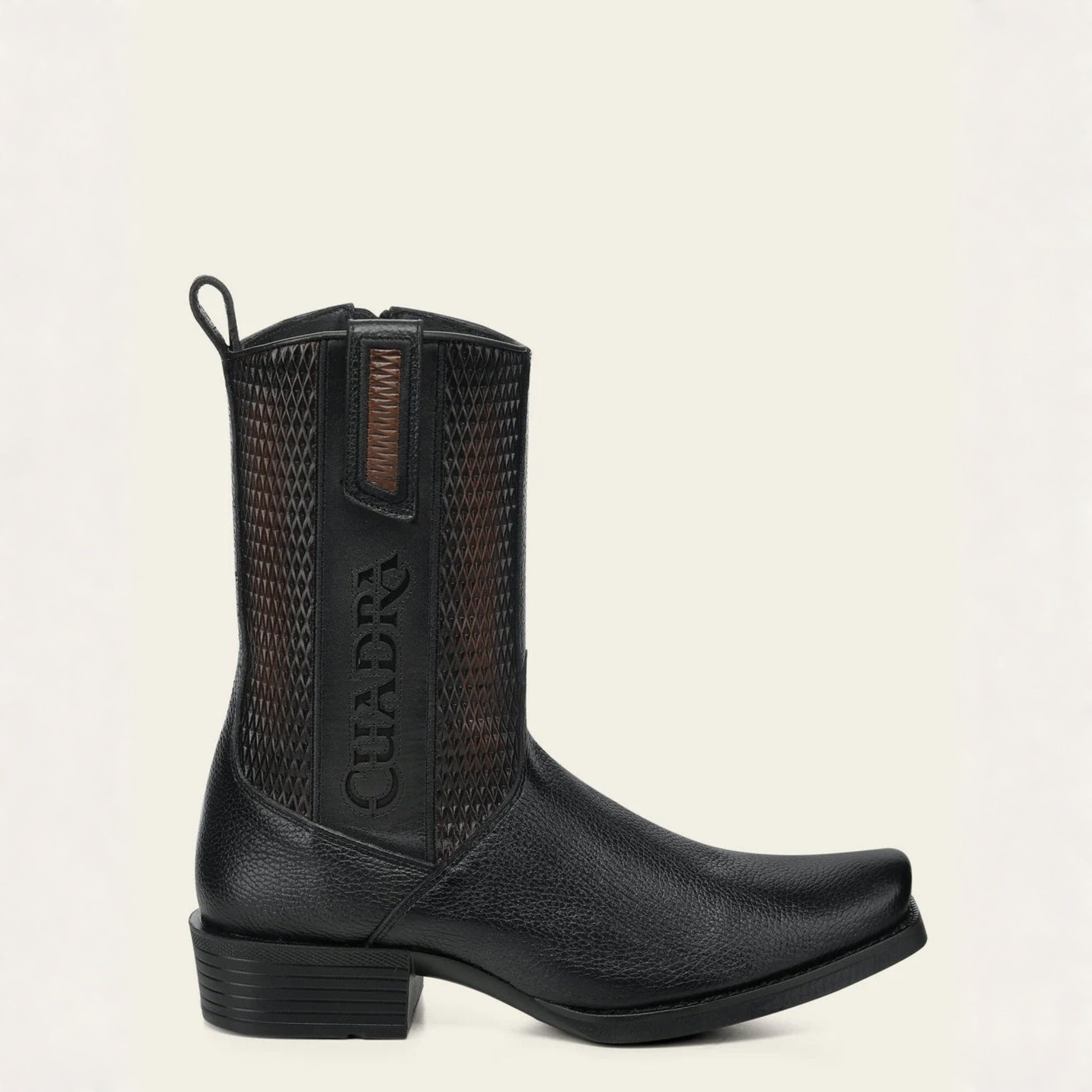 Cuadra Black Italian Deer Leather Urban Boots side profile