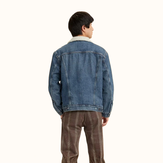 Levis Sherpa Trucker Jacket Blue back view