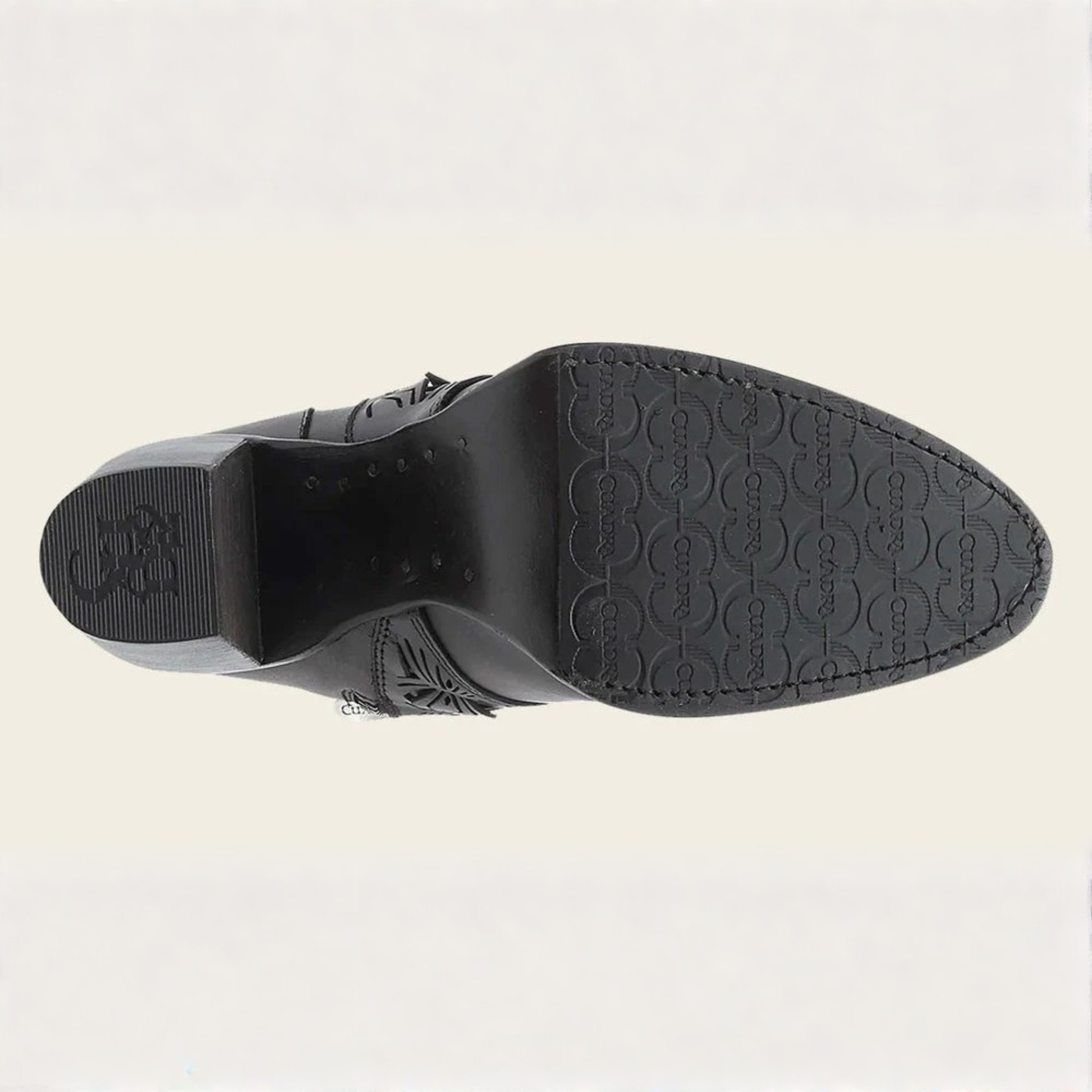 Cuadra Black Stingray Crystal Ankle Bootie outsole view