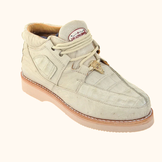 Los Altos Caiman & Smooth Ostrich Skin Shoes front angle view