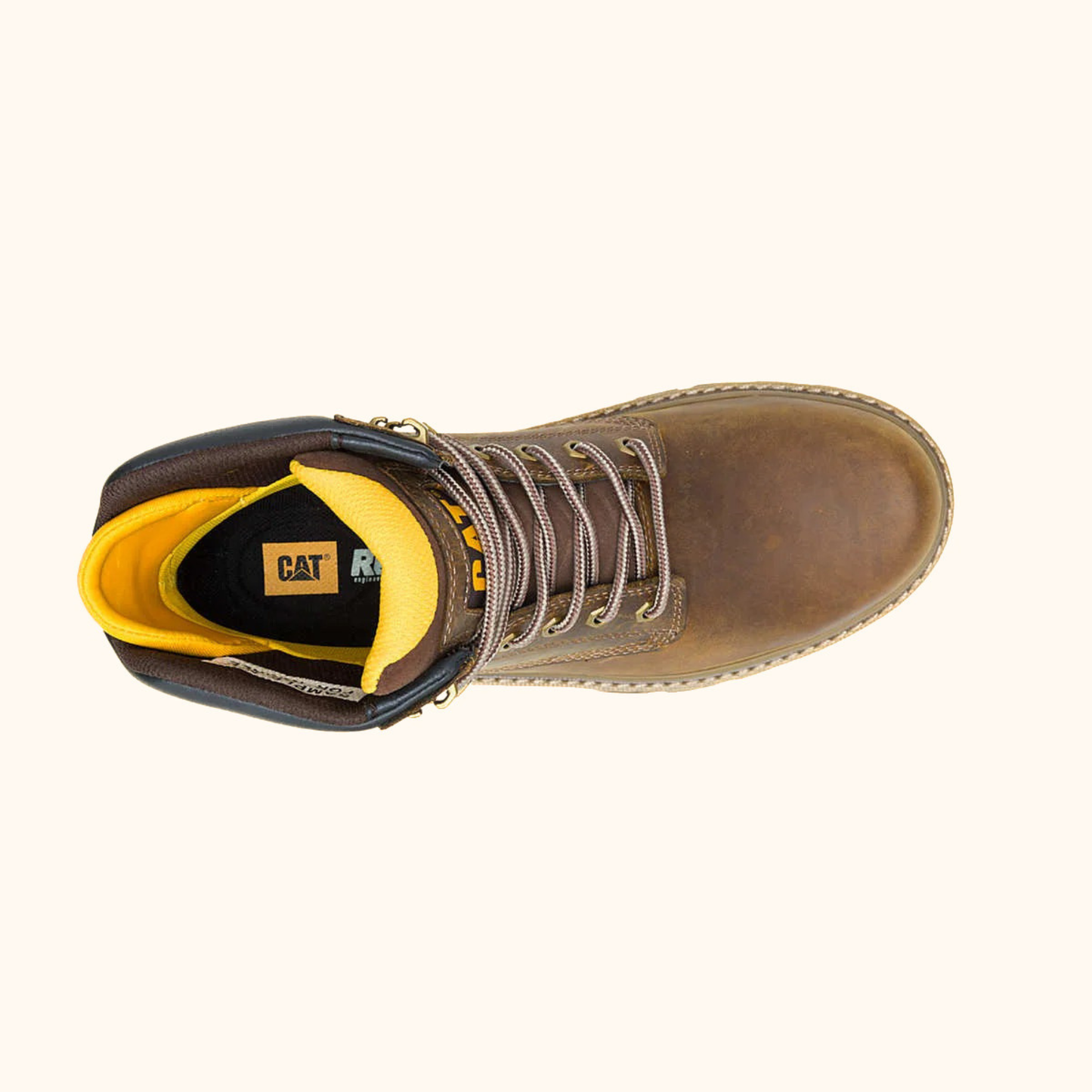 CAT Colorado Equip 6 inch Waterproof Work Boot top view showing opening and interior