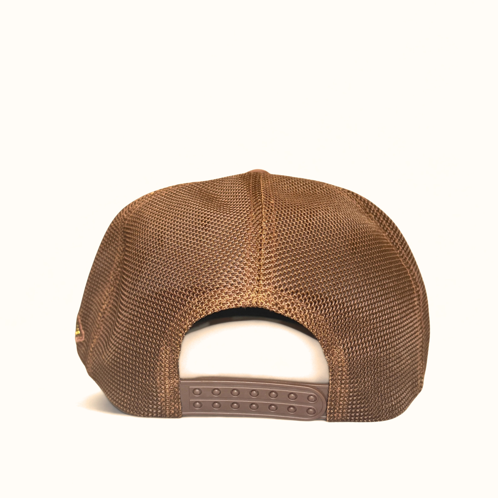 Cuadra Leather Logo Snapback Cap Brown rear view
