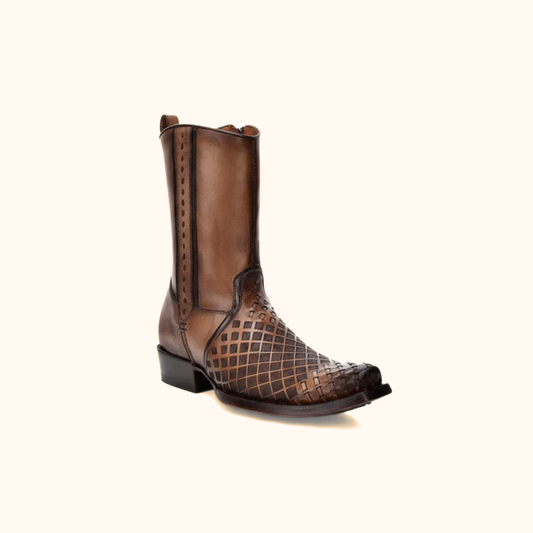 Cuadra Maple Woven Narrow Square Toe Western Boot angle side view