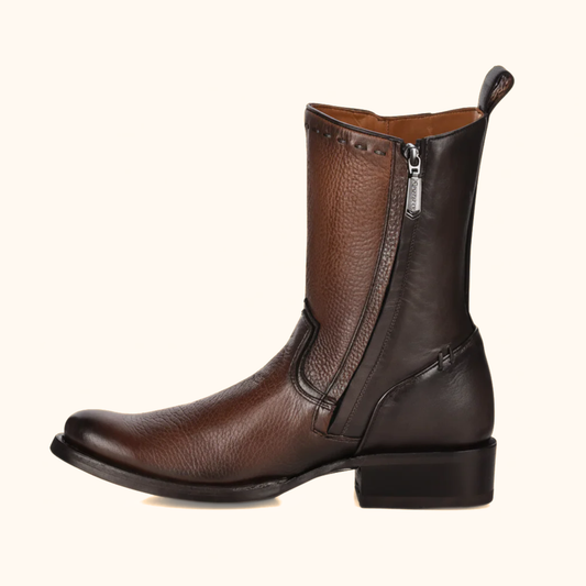 Side profile view of Cuadra Maple Deer Laser & Woven Round Boot