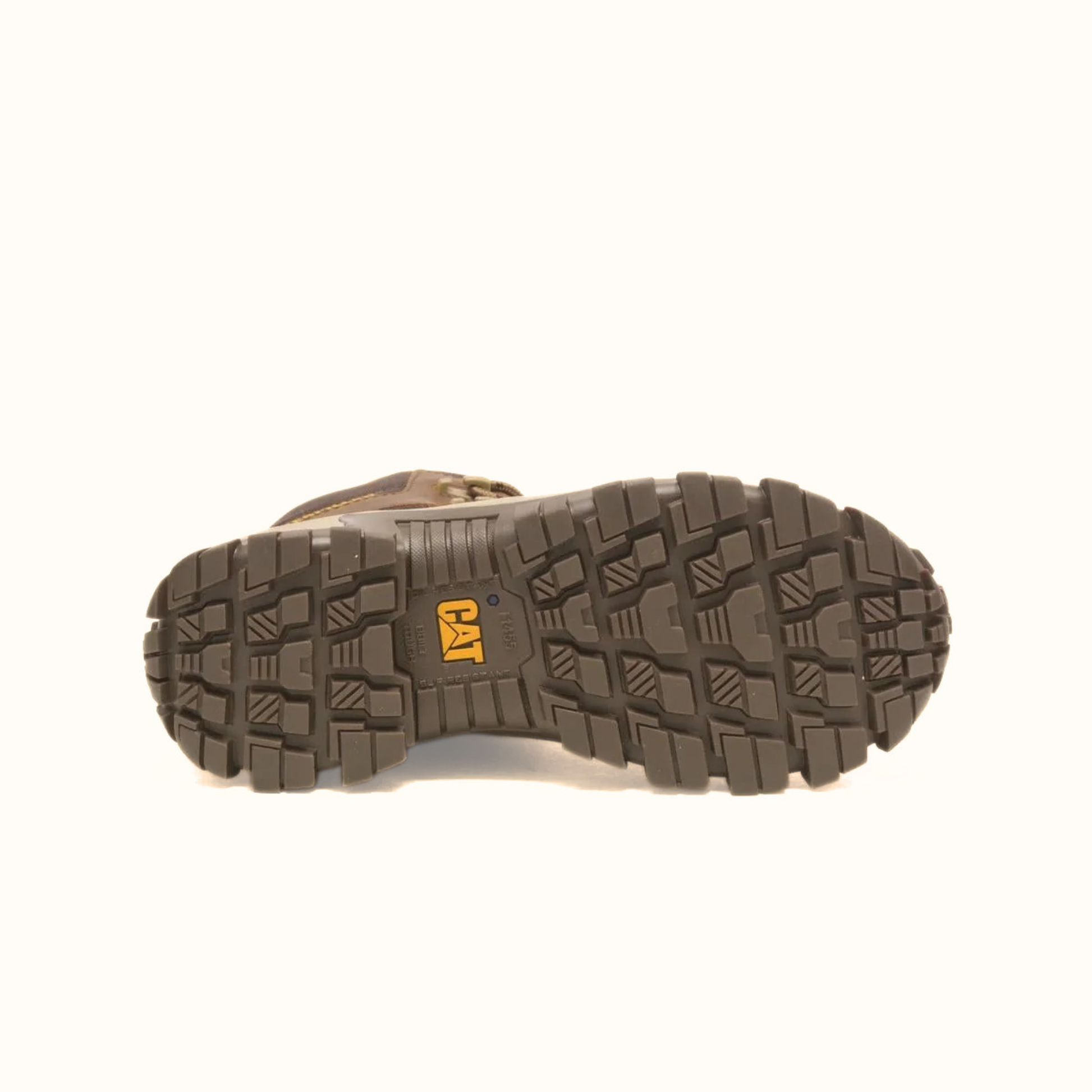 CAT Men’s Brown Invader Hiker Waterproof Work Boot outsole tread view