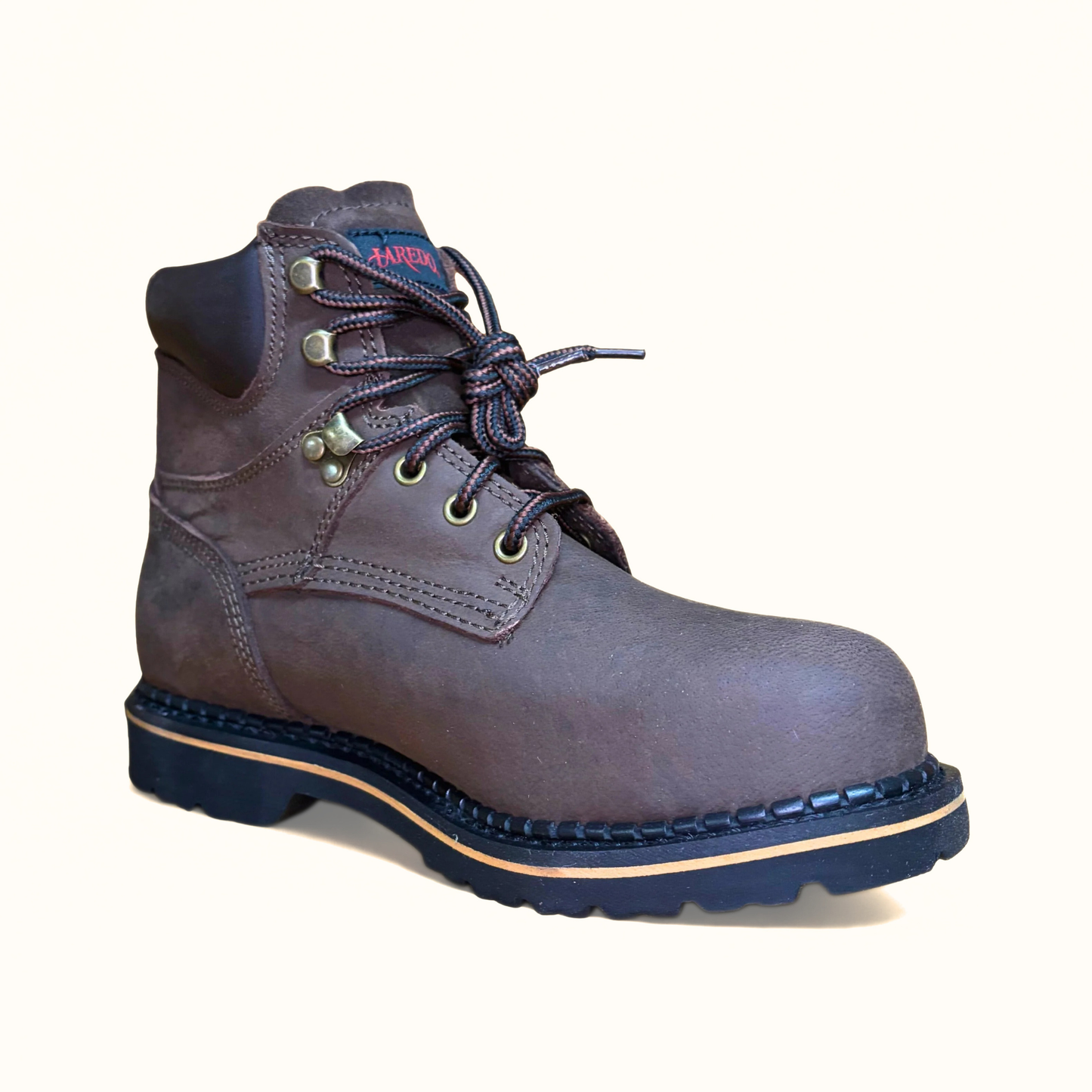 Laredo Hub & Tack Steel Toe Boot brown leather work boot front angle view