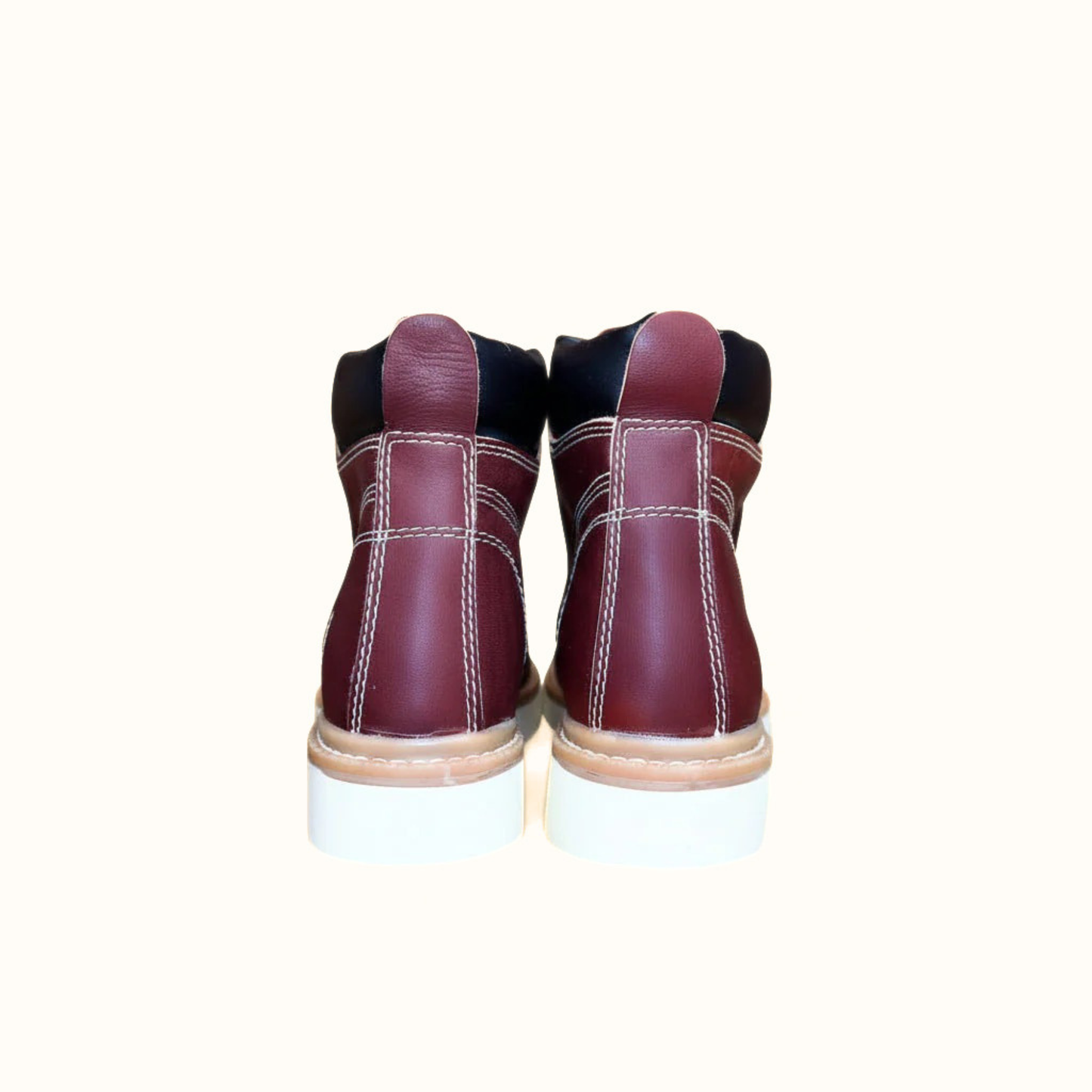 Cerro Piel Shedron Rayas Ambar work boot pair back view showing lace-up design