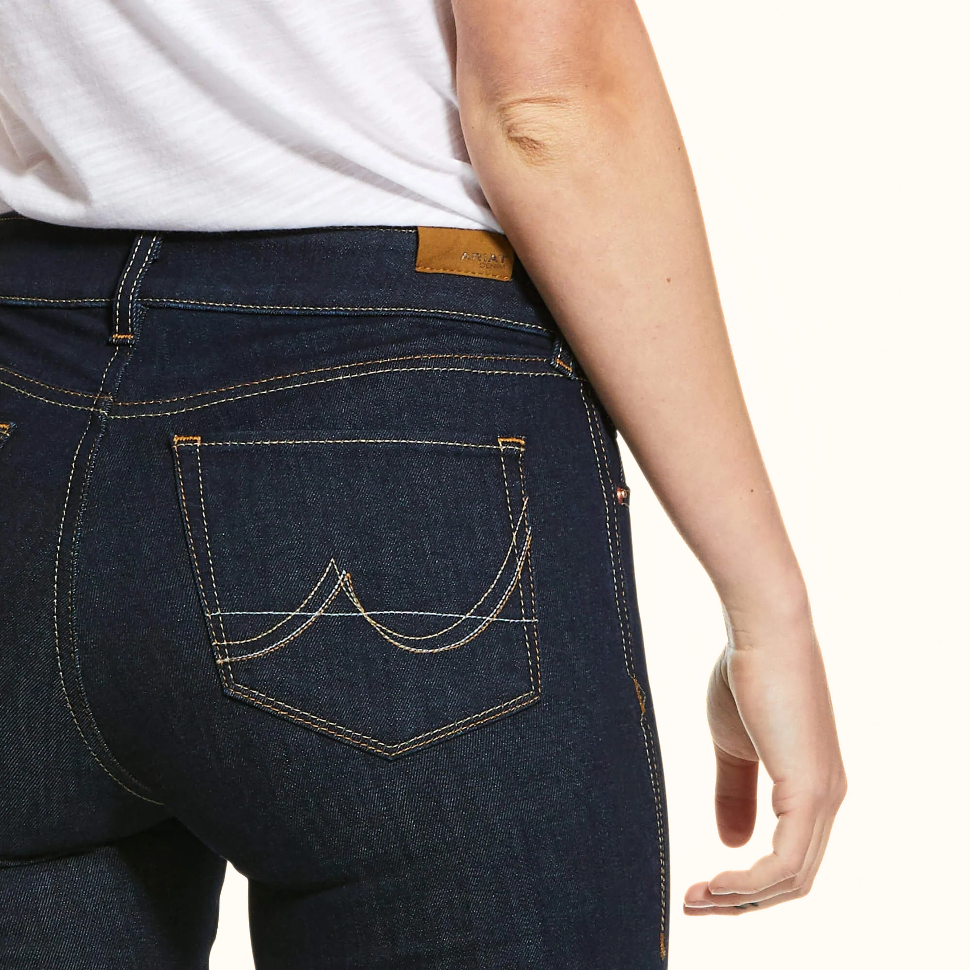 Ariat Women’s Ultra Stretch Perfect Rise Sidewinder Skinny Jean Blue back pocket detail