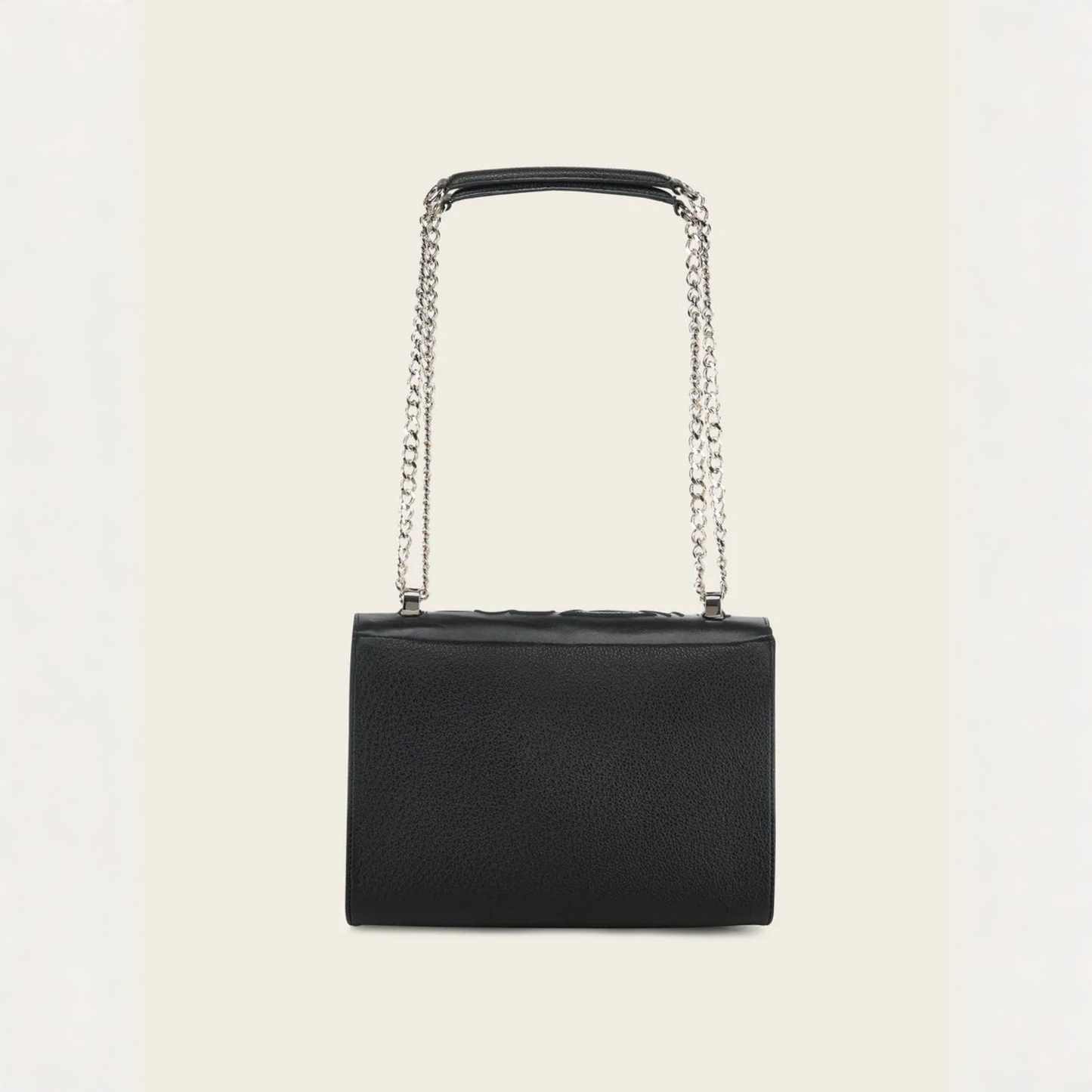 Cuadra Black Leather Crystal Shoulder Bag rear view