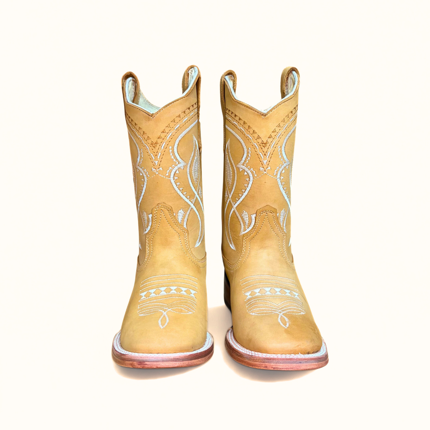 Arius Nubuck Miel Bulldog Western Boot pair front view