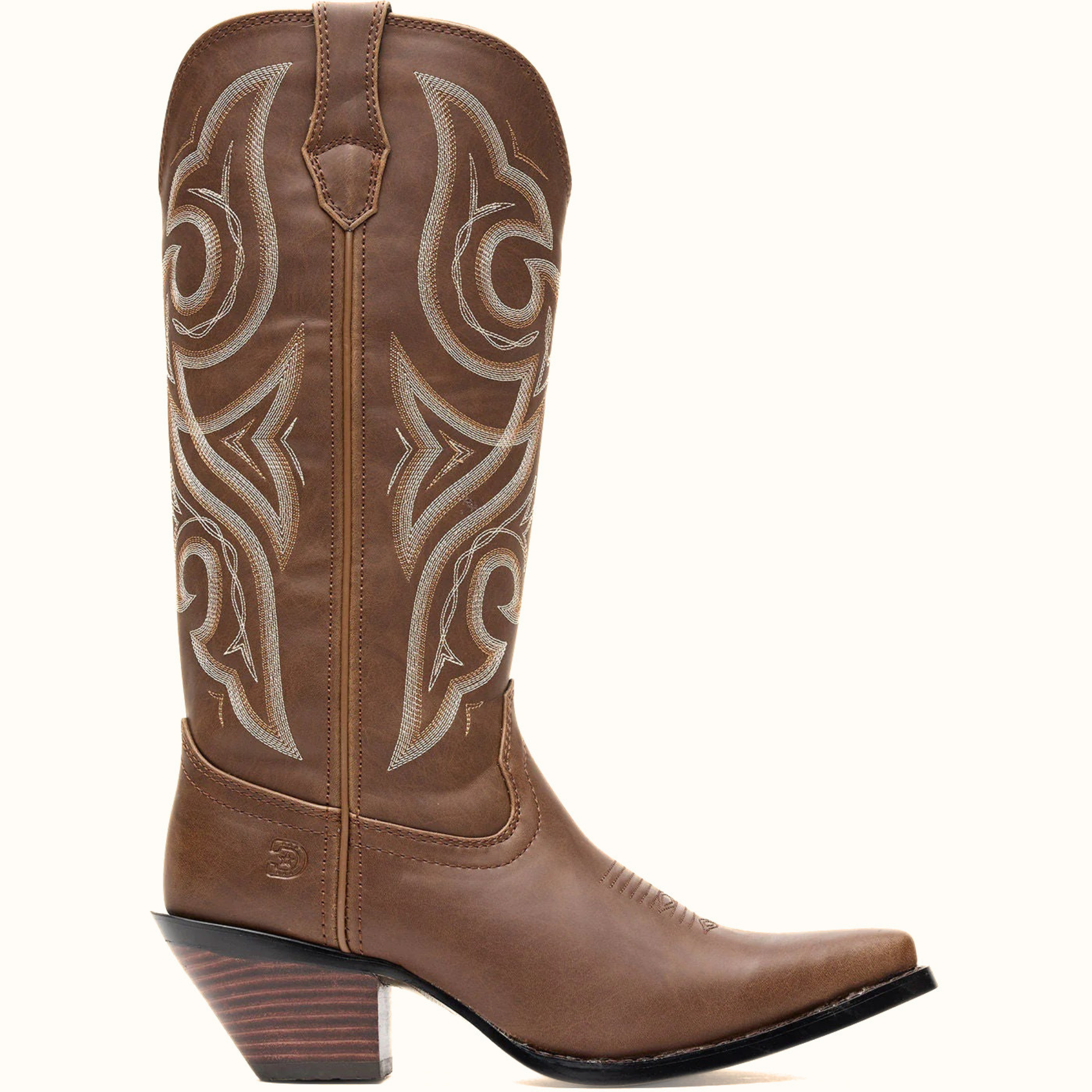 Crush by Durango Milk Chocolate Western Boot side view in brown leather with stitched shaft