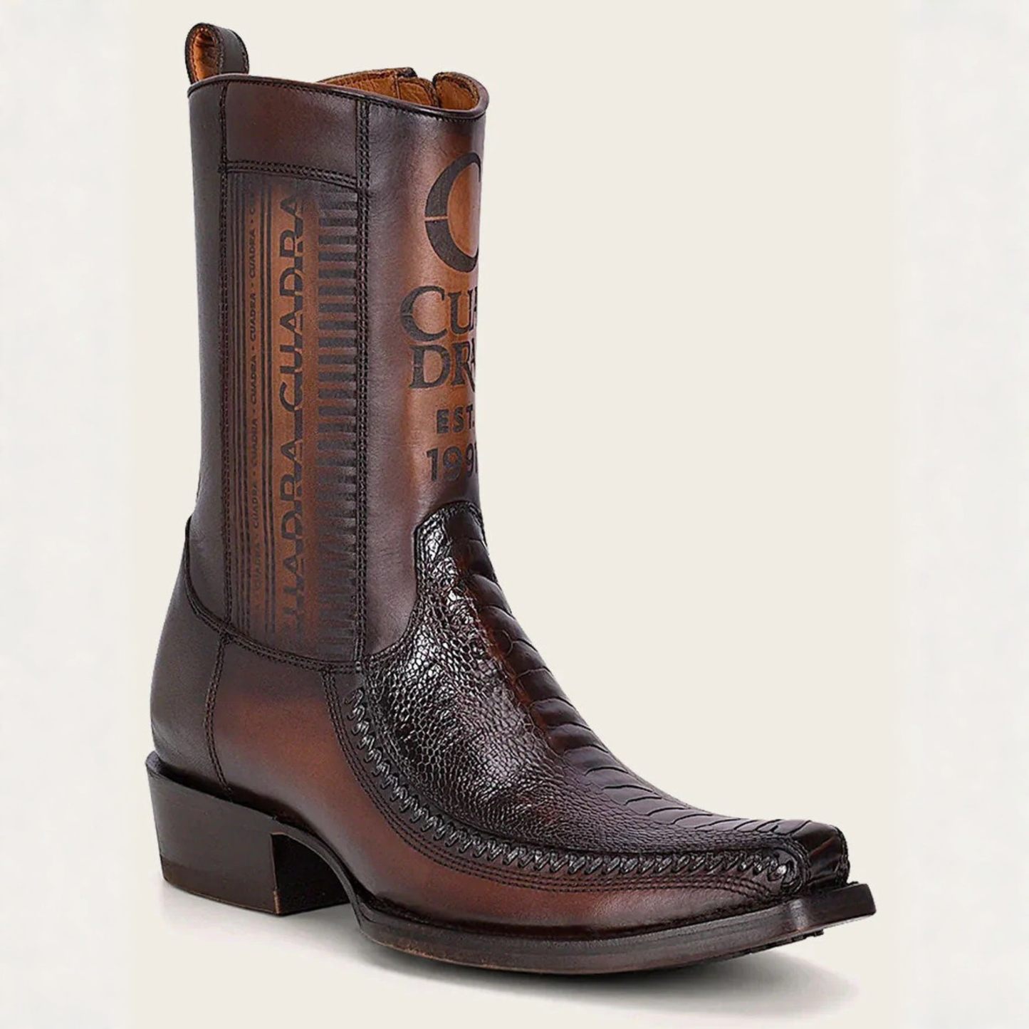 Cuadra Urban Ostrich Leg Western Boot angled view