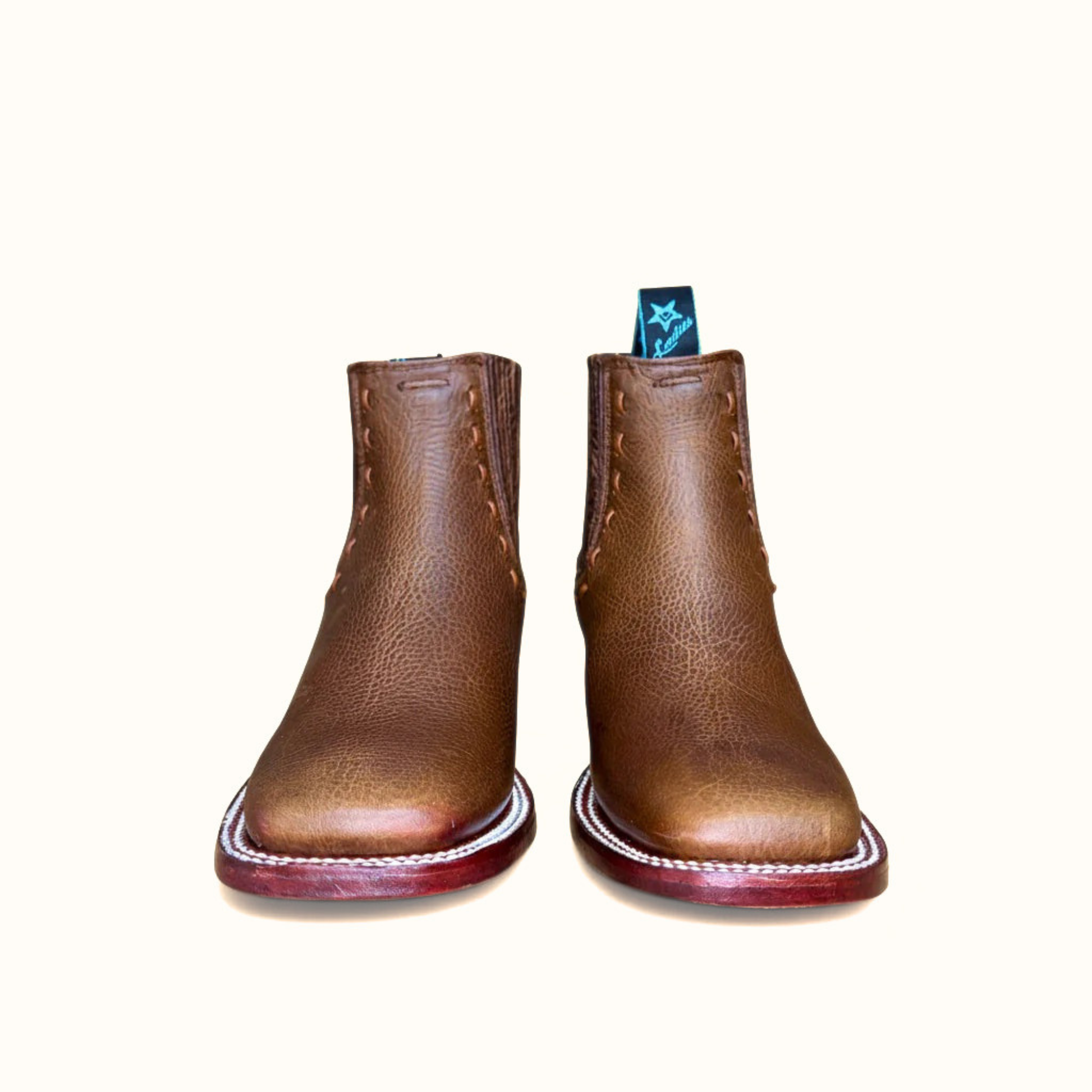 Pair of Los Altos Rage Walnut Wide Square Toe Ankle Boots viewed from the front