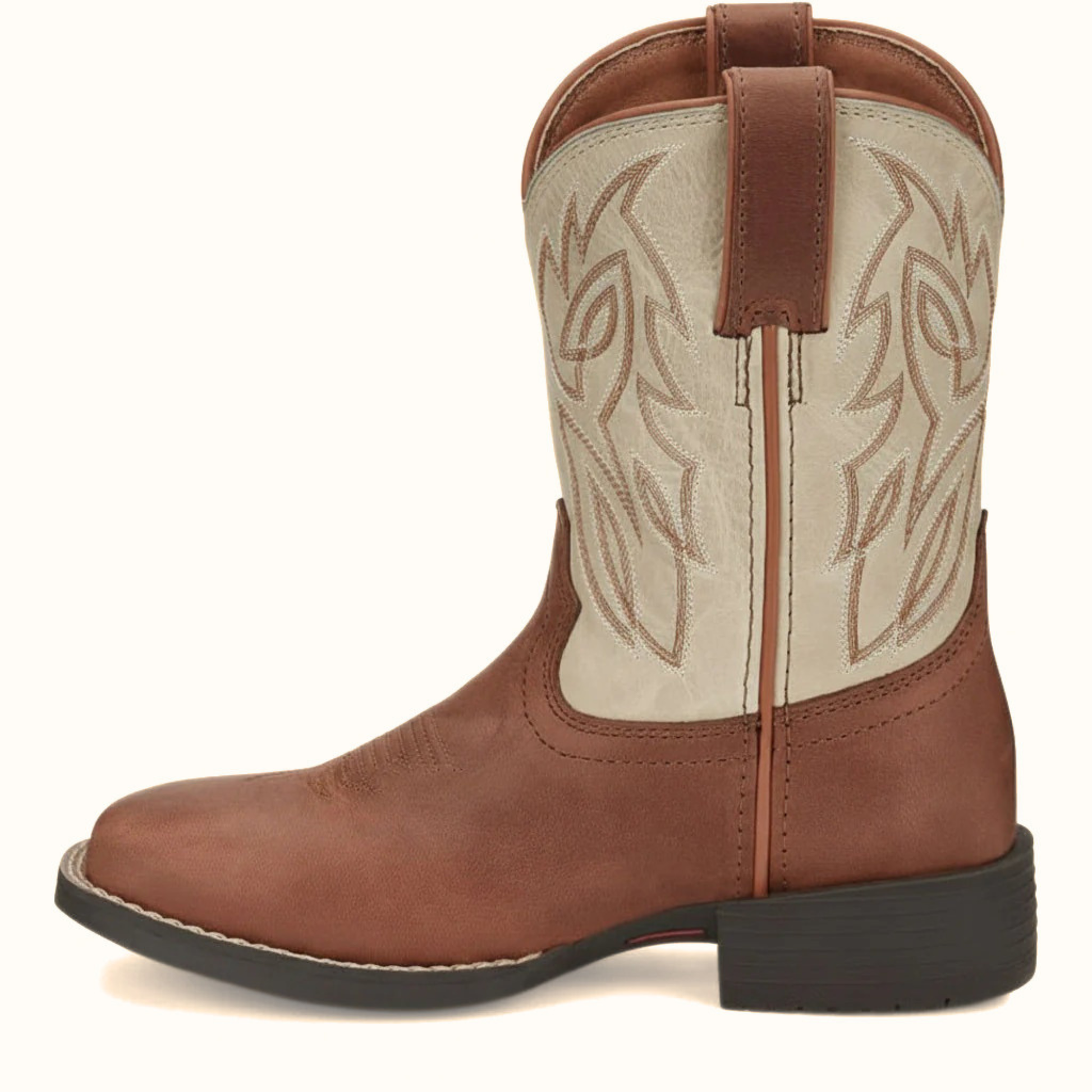 Justin Canter Junior Boot side view in brown and cream leather