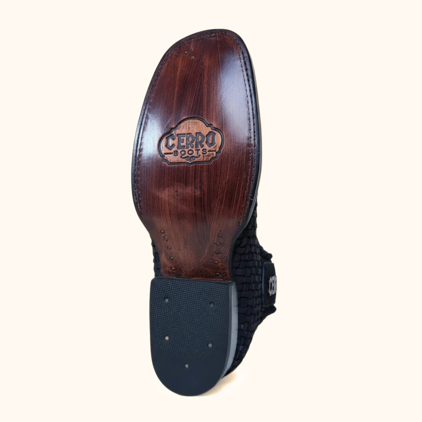 Cerro Petatillo Negro western boot outsole view