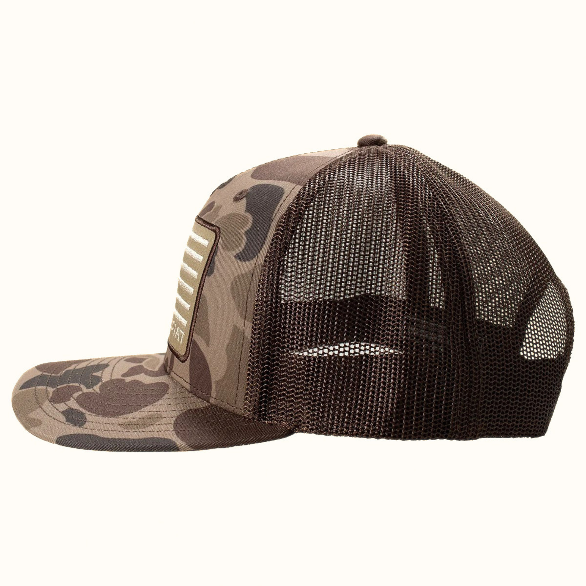 Ariat American Flag Camo Snapback Cap Brown side view