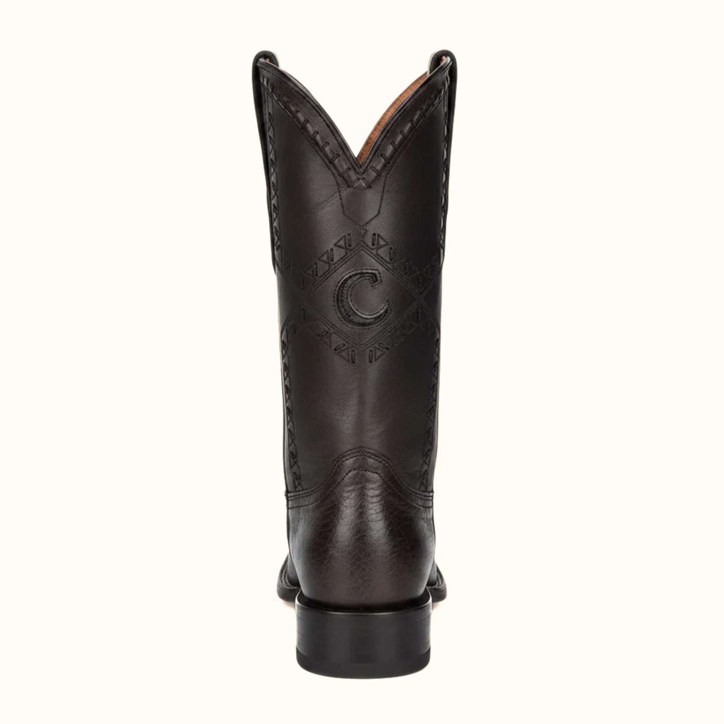 Cuadra Black Ostrich Laser & Woven Square Toe Boot rear view