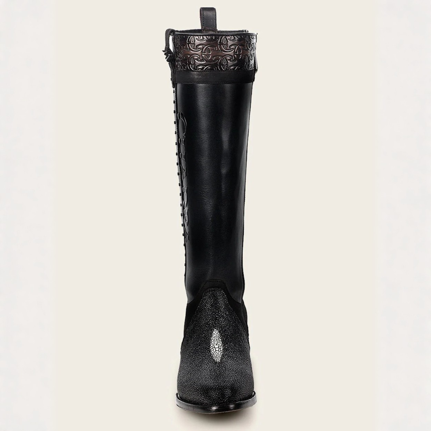 Cuadra Black Stingray Knee High Boots front view