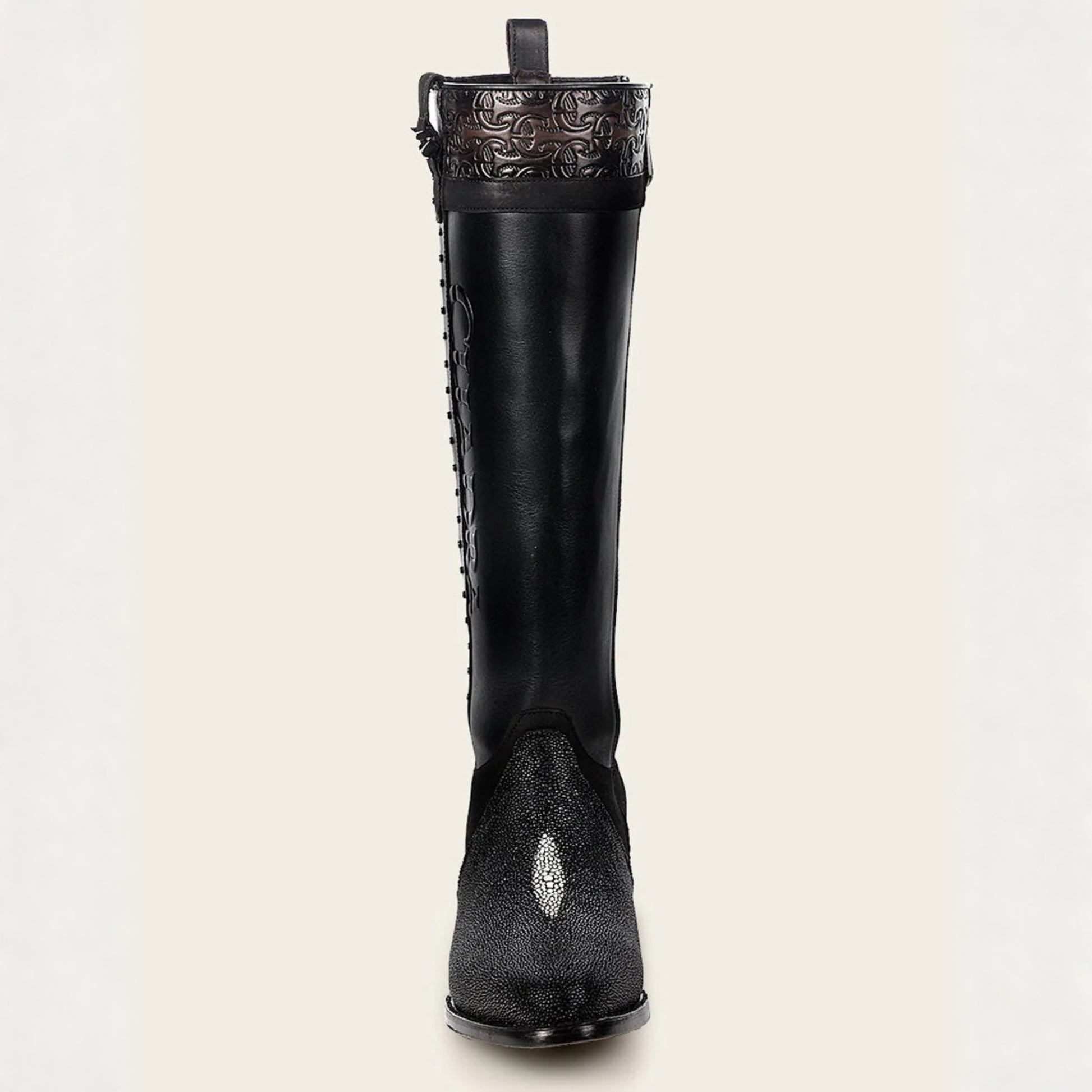 Cuadra Black Stingray Knee High Boots front view