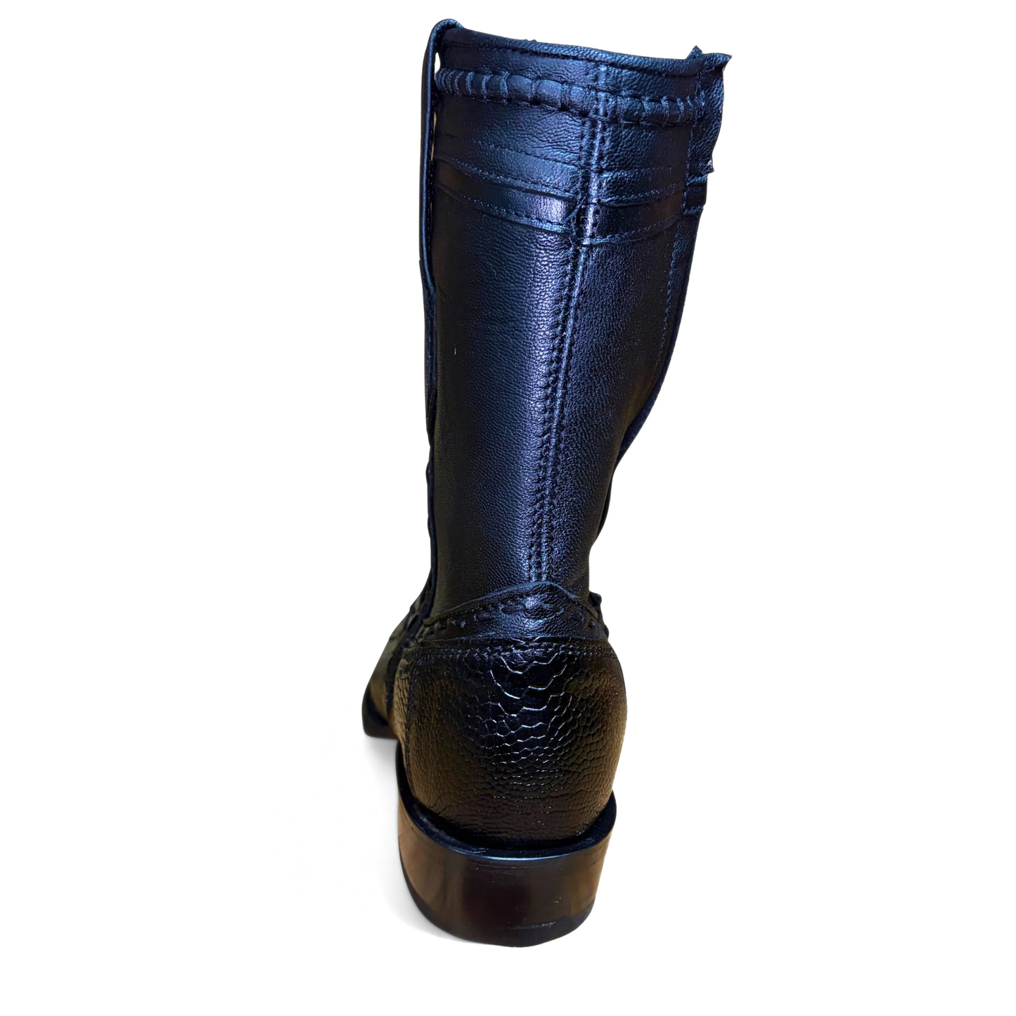 King Exotic Black Ostrich Leg Dubai Short Boot rear view